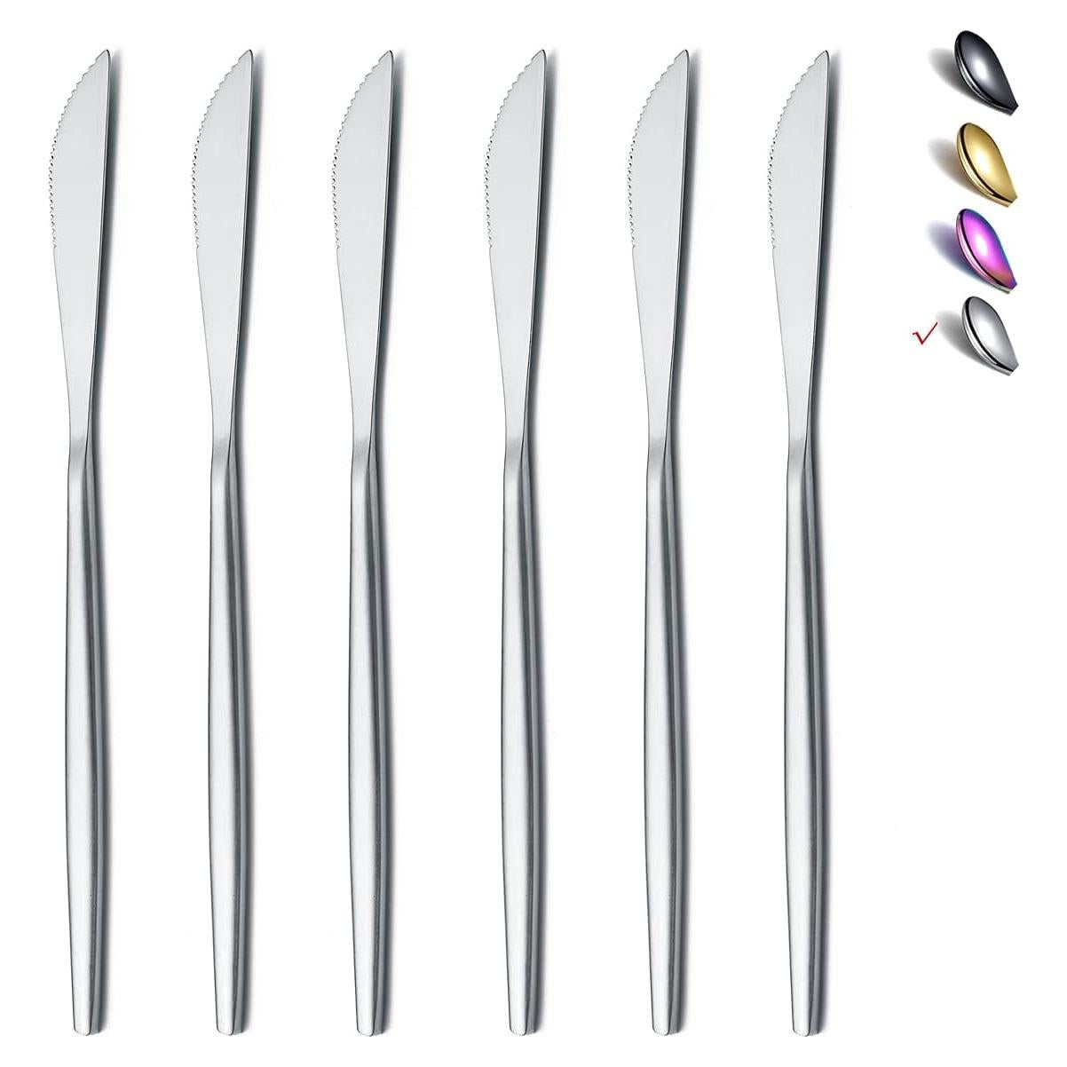 Juego de Cuchillos de Cena HOMQUEN 6 Piezas Acero Inoxidable 22.6 cm