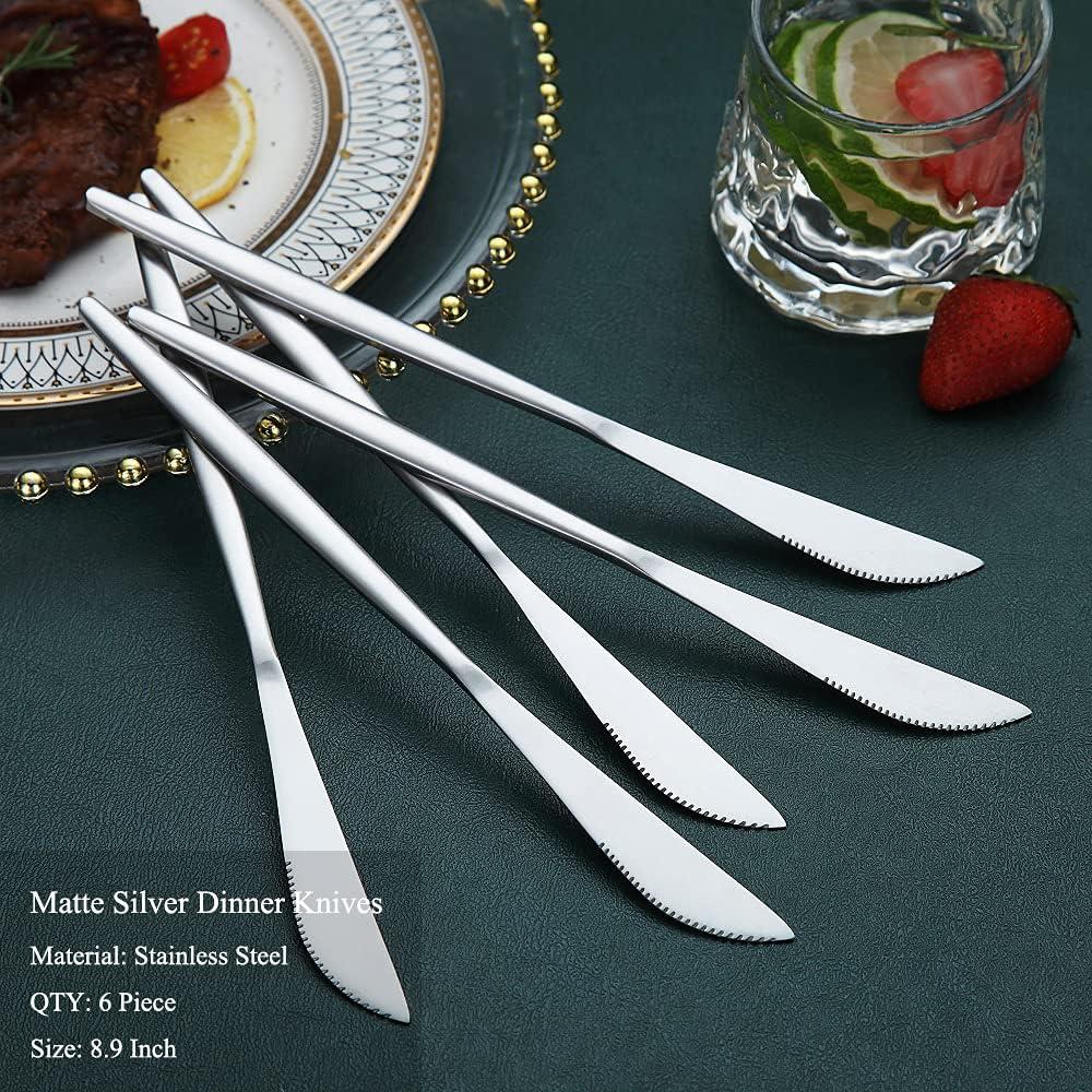 Juego de Cuchillos de Cena HOMQUEN 6 Piezas Acero Inoxidable 22.6 cm