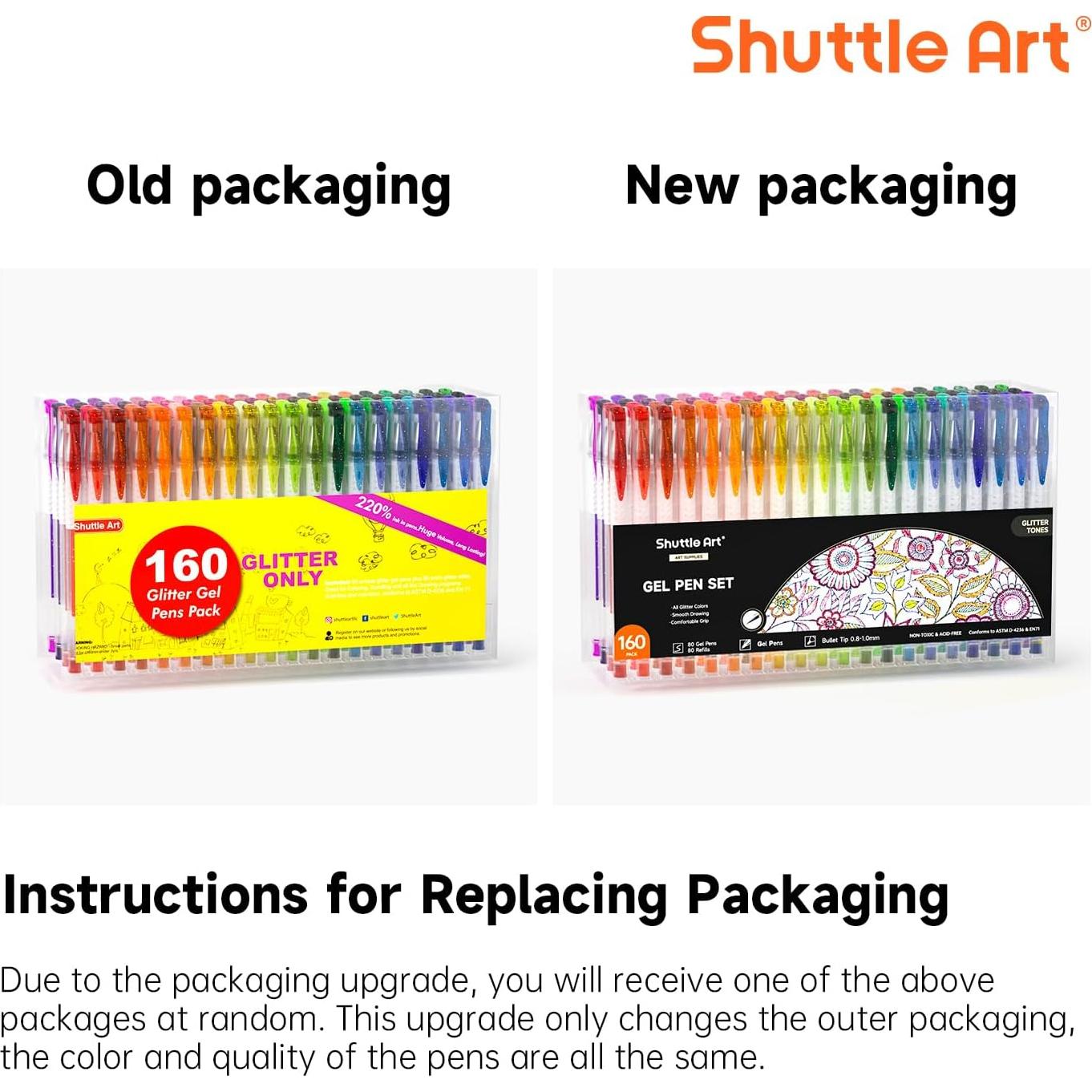 Bolígrafos de Gel Brillante Shuttle Art 160 Colores 0.9mm