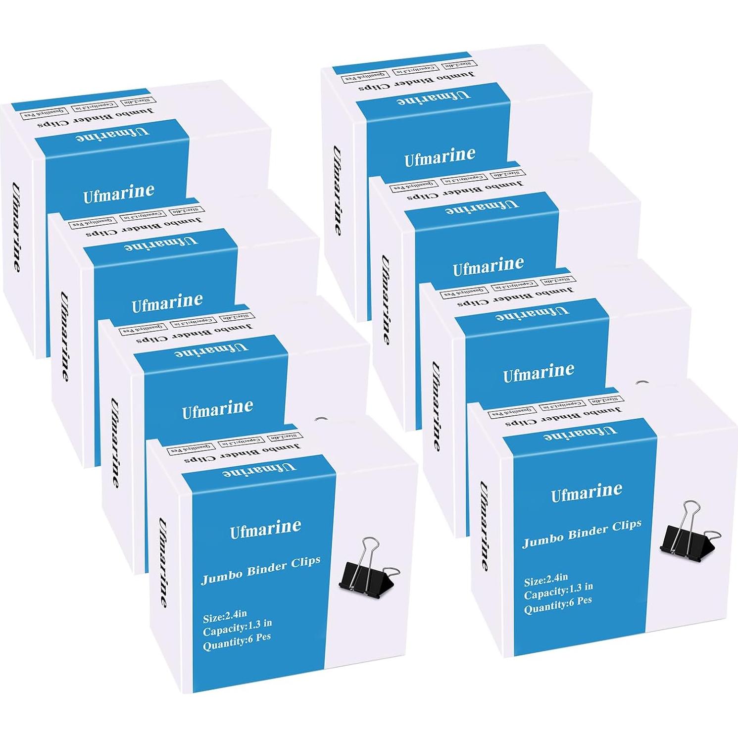 Clips de Binder Jumbo Ufmarine 2.4" (6.1 cm) - 48 Pcs