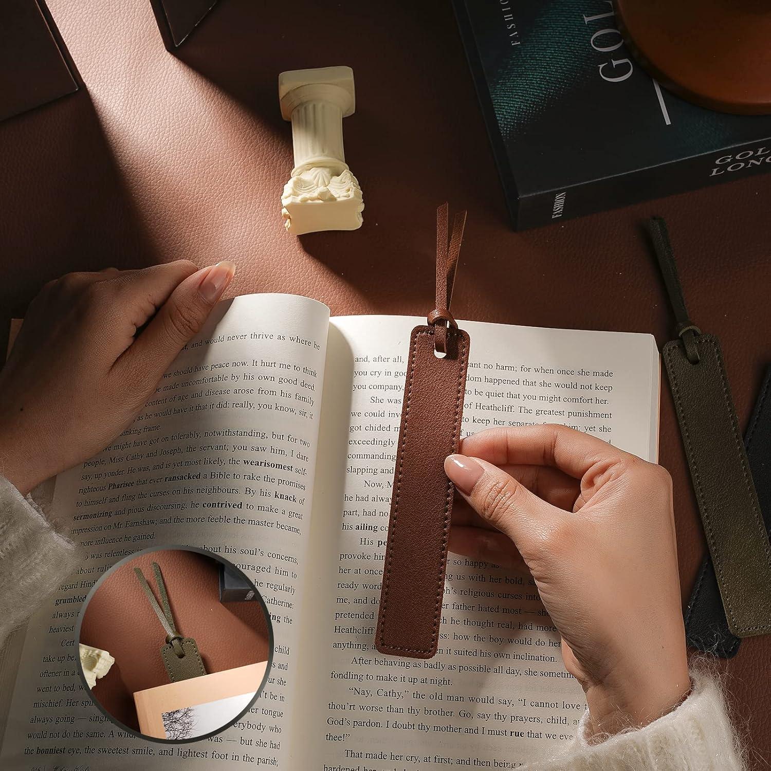 Marcadores de Páginas de Cuero Leezmark 4 Pcs Clásicos