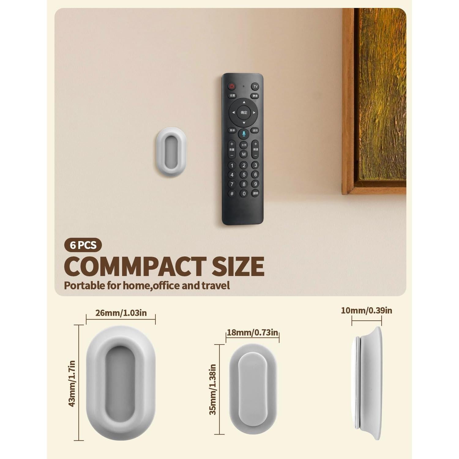 Soporte Magnético para Control Remoto 6 Paquetes - Silicona Gris