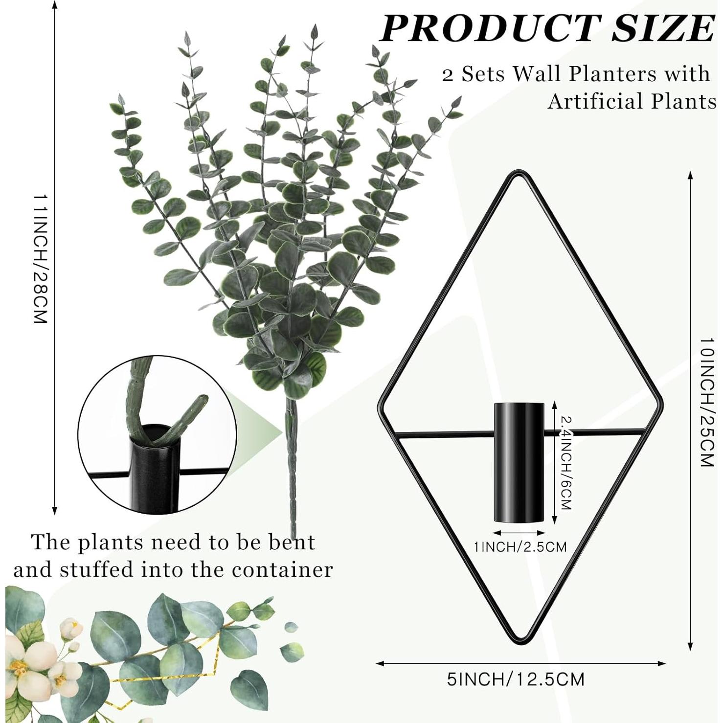 Macetas Colgantes Jexine con Eucalipto Artificial - 4 Pzs