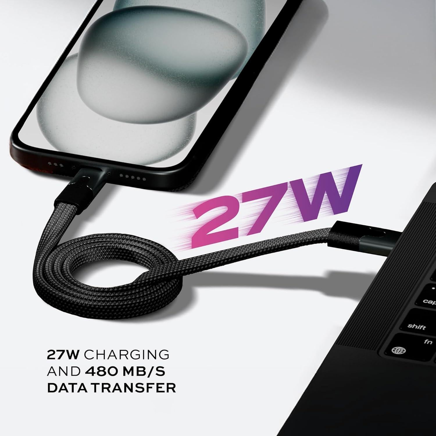 Cable USB a USB-C Magnético Antienredos 27W 1M MagStack