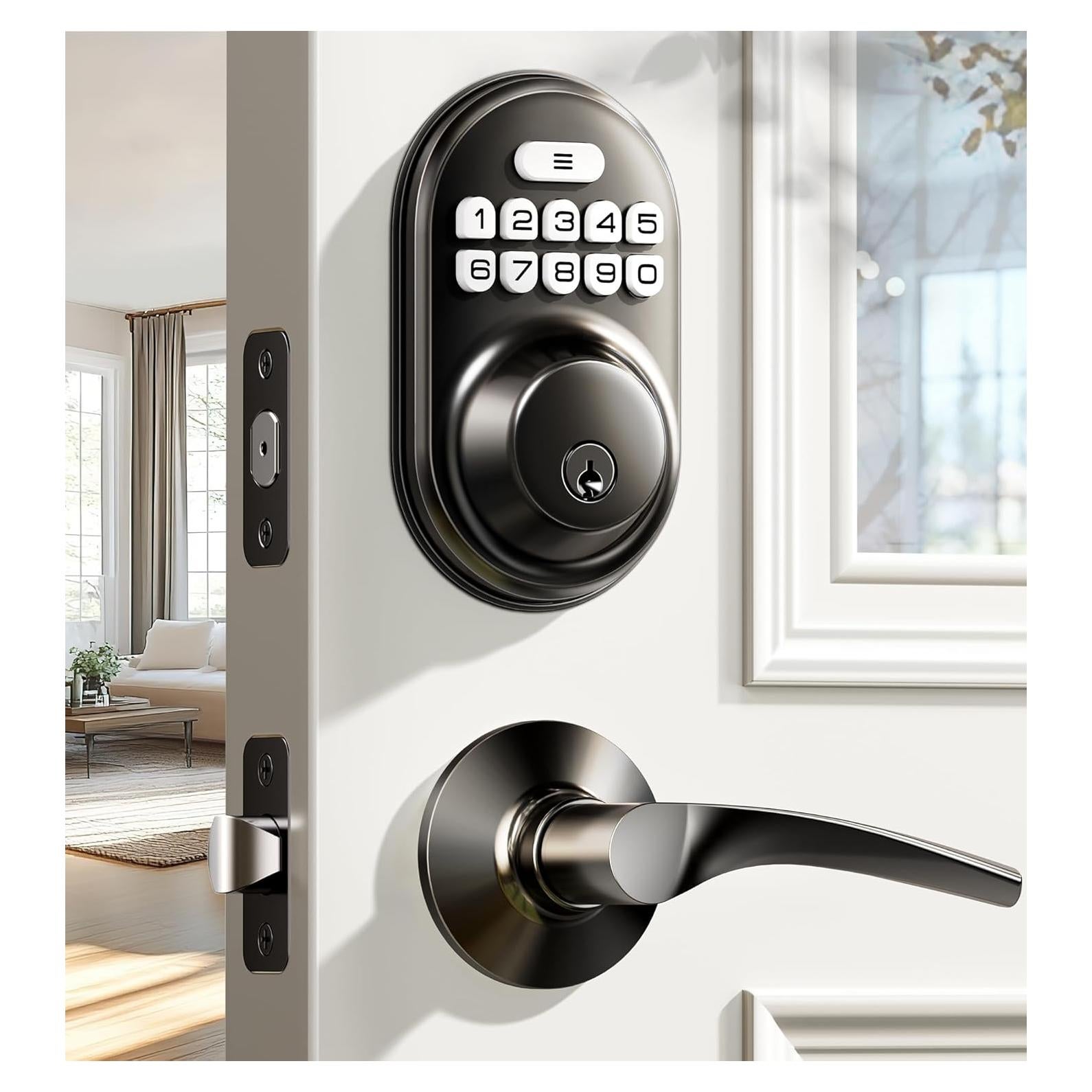 Cerradura Electrónica Veise RZ-C Sin Llave con Manijas - Negro Mate