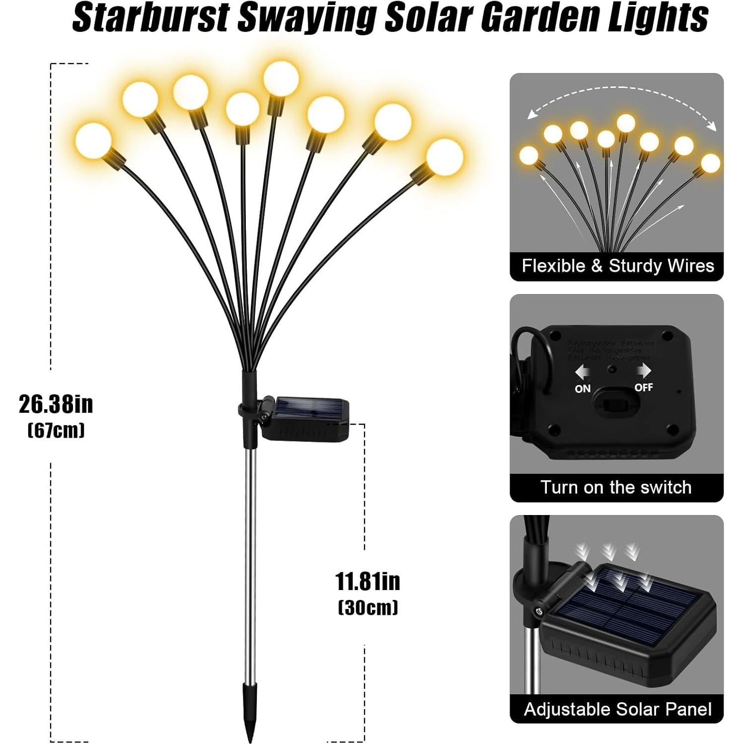 Luces de Jardín Solar ZFNN 16 LED que se Mueven - 2 Paquete