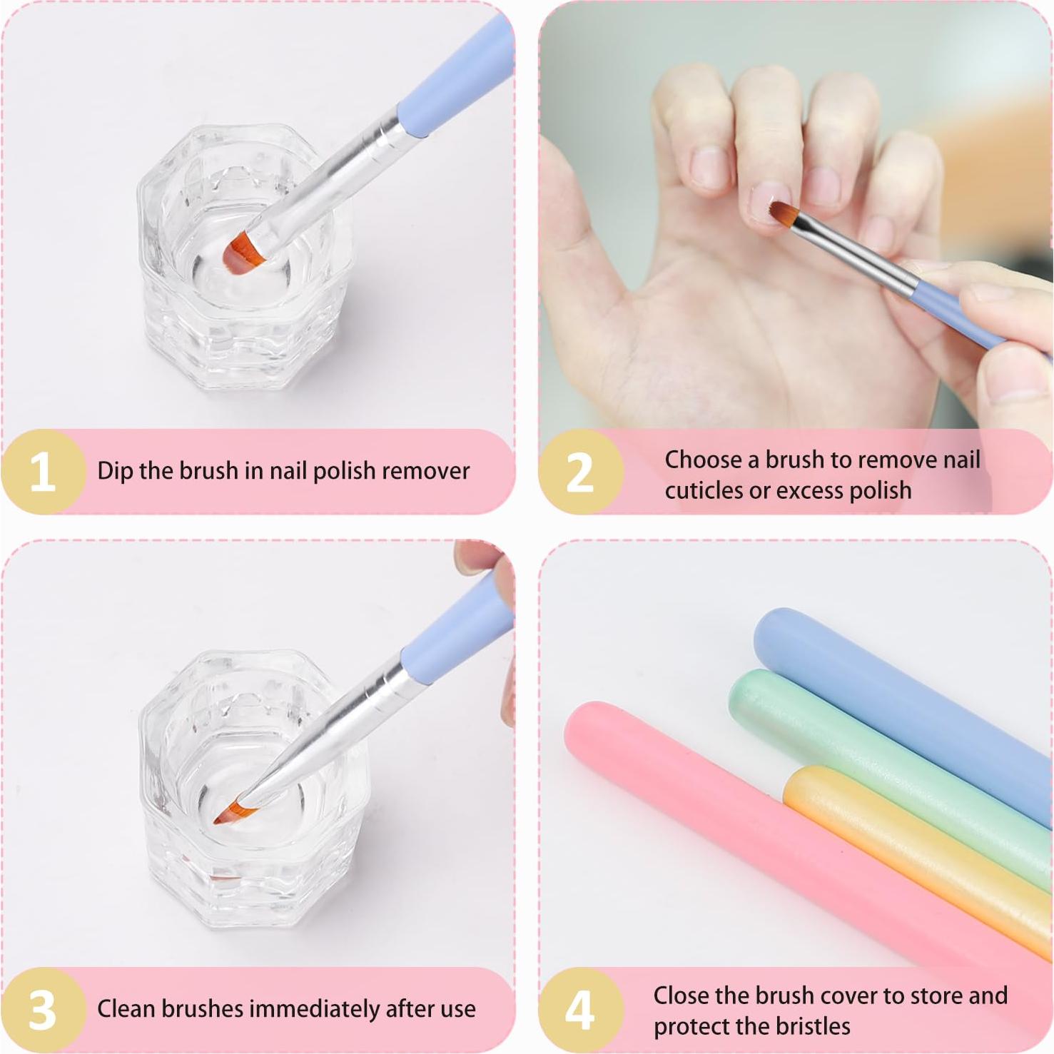 Pinceles de Limpieza para Uñas JASSINS - 4 Pcs Gel DIY