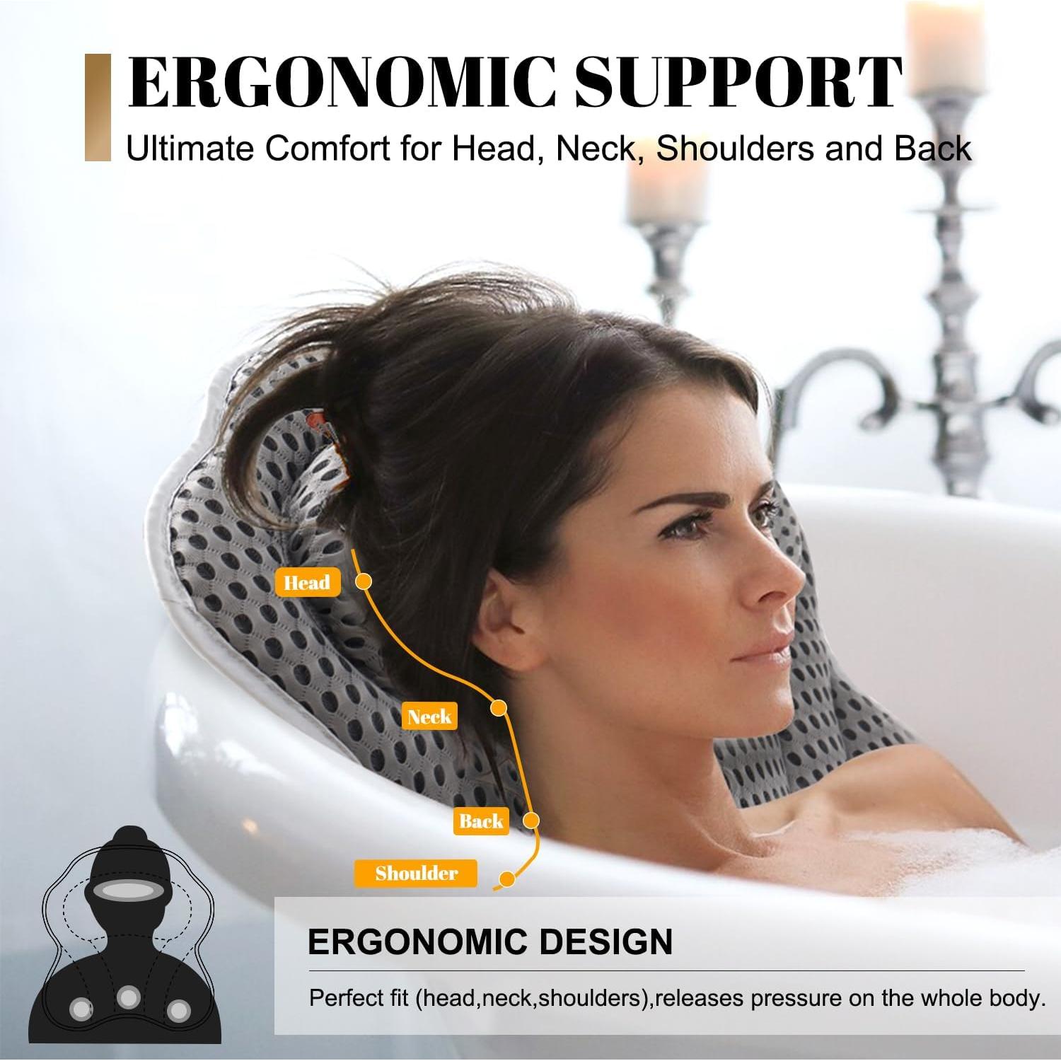 Almohada de Baño de Lujo Idle Hippo 4D Gris para Relajación