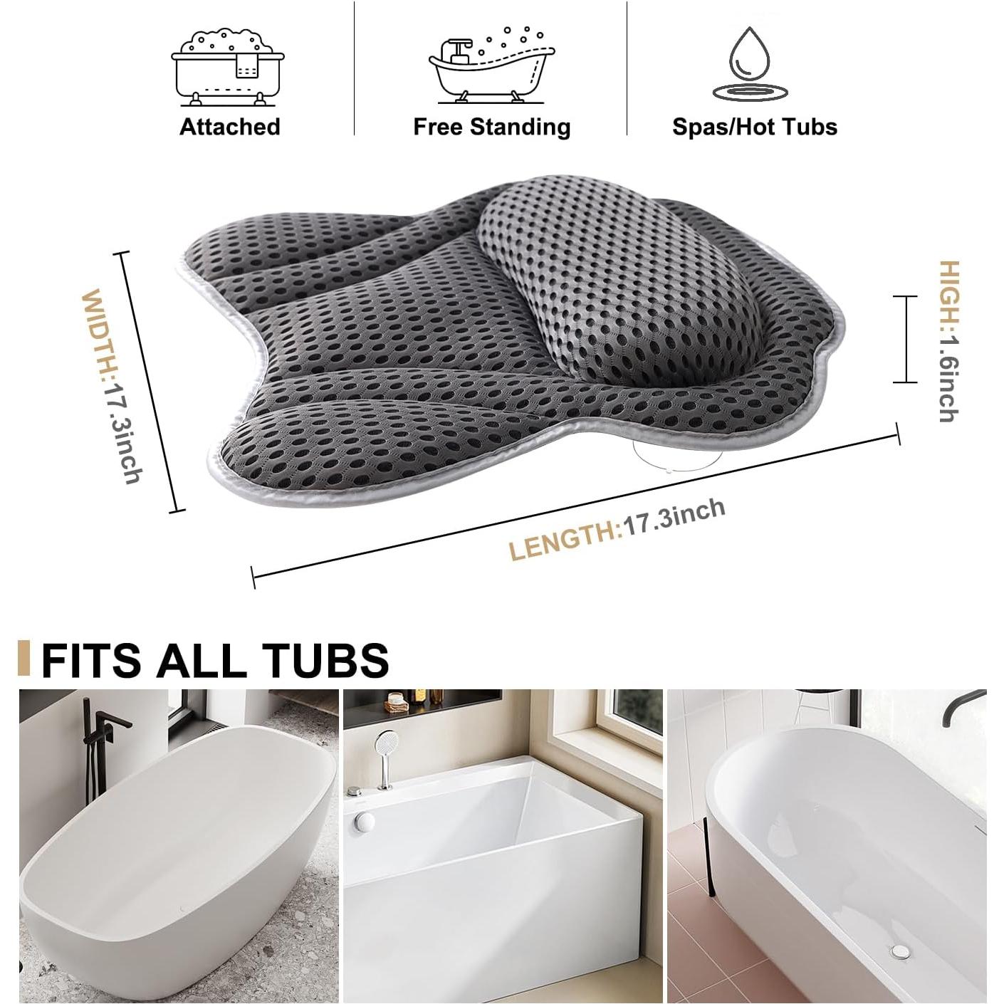 Almohada de Baño de Lujo Idle Hippo 4D Gris para Relajación