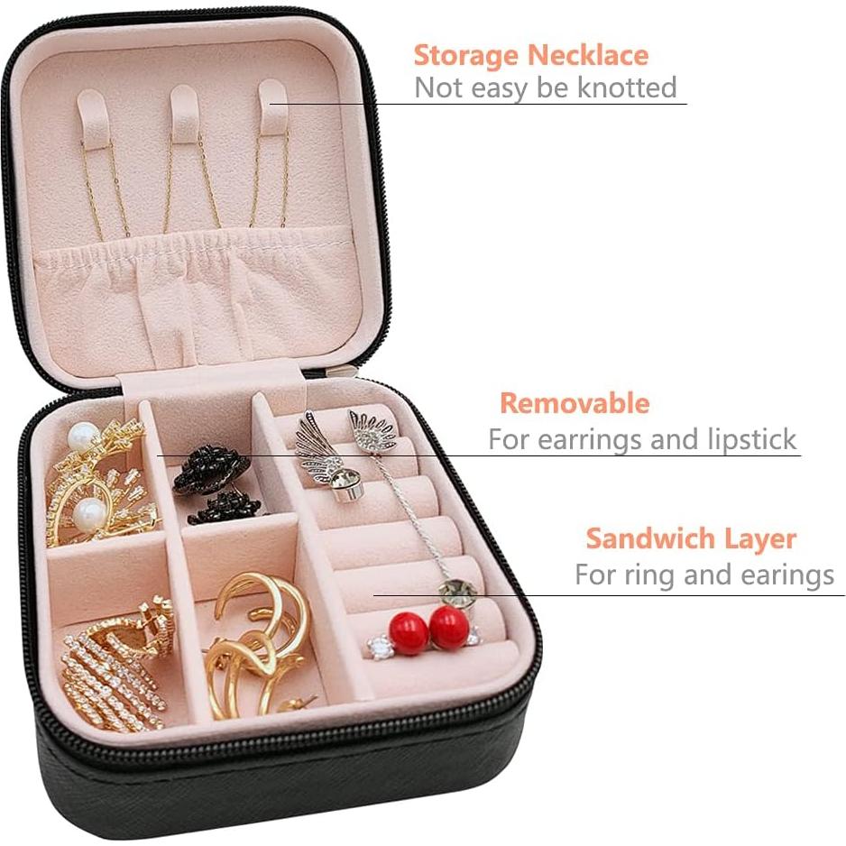 Estuche de Joyería Portátil TRODANCE Negro 10x10 cm