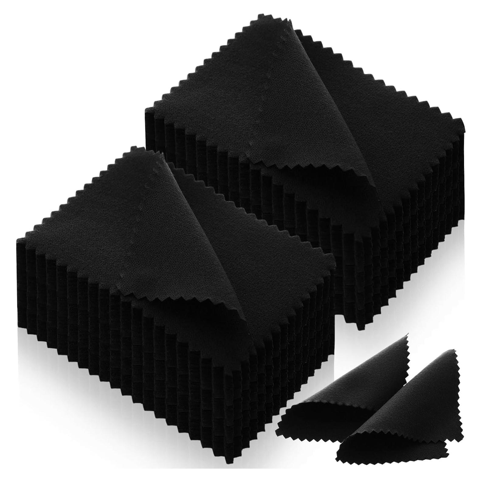 200 Paños de Limpieza de Joyería Tatuo Microfibra 6x8 cm Negro