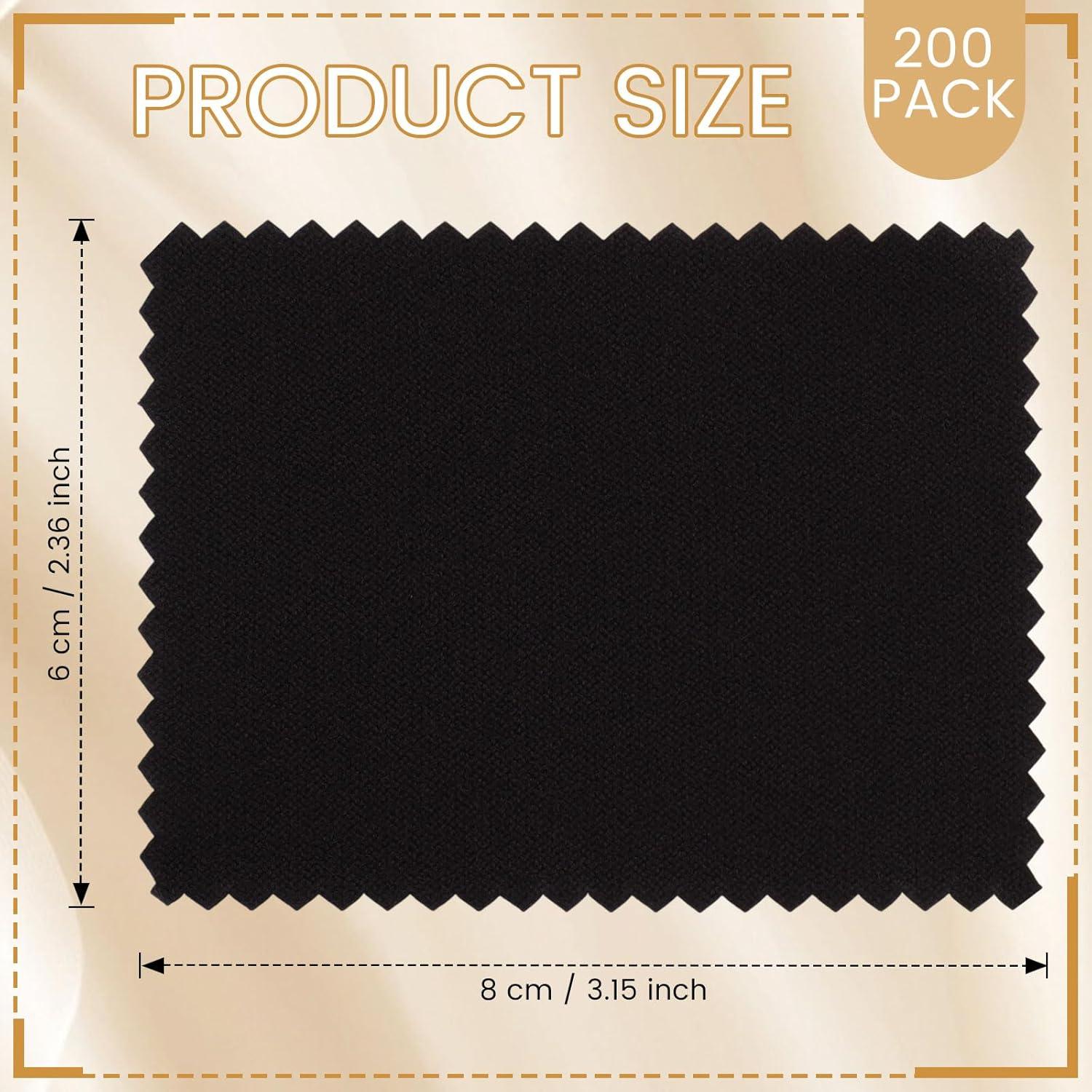 200 Paños de Limpieza de Joyería Tatuo Microfibra 6x8 cm Negro
