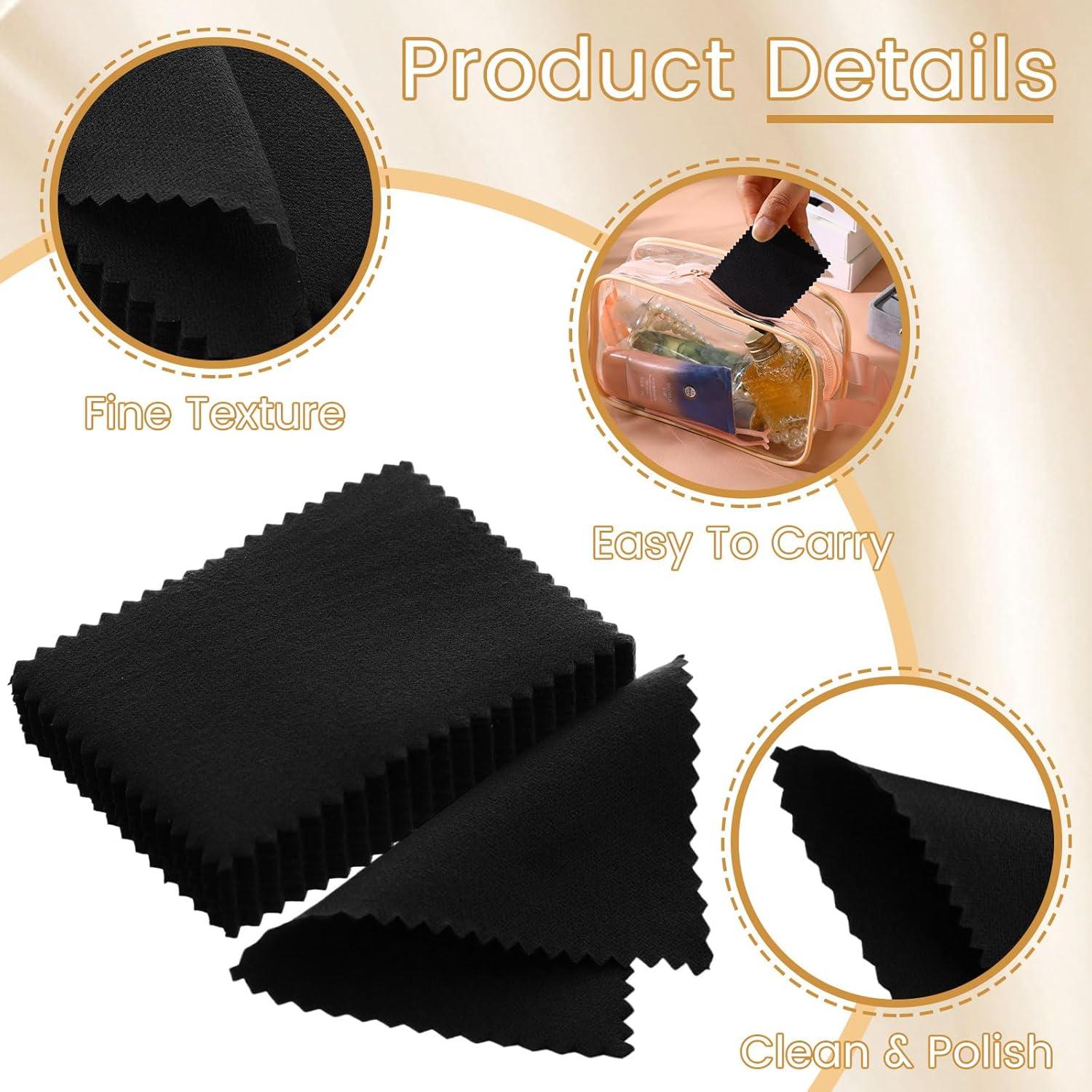 200 Paños de Limpieza de Joyería Tatuo Microfibra 6x8 cm Negro