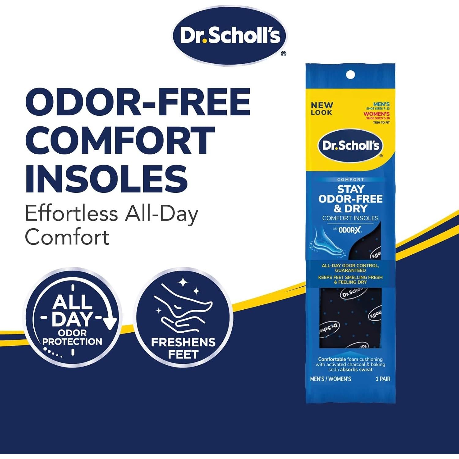 Plantillas Dr. Scholl's Odor-Free & Dry Comfort Unisex 1 Par