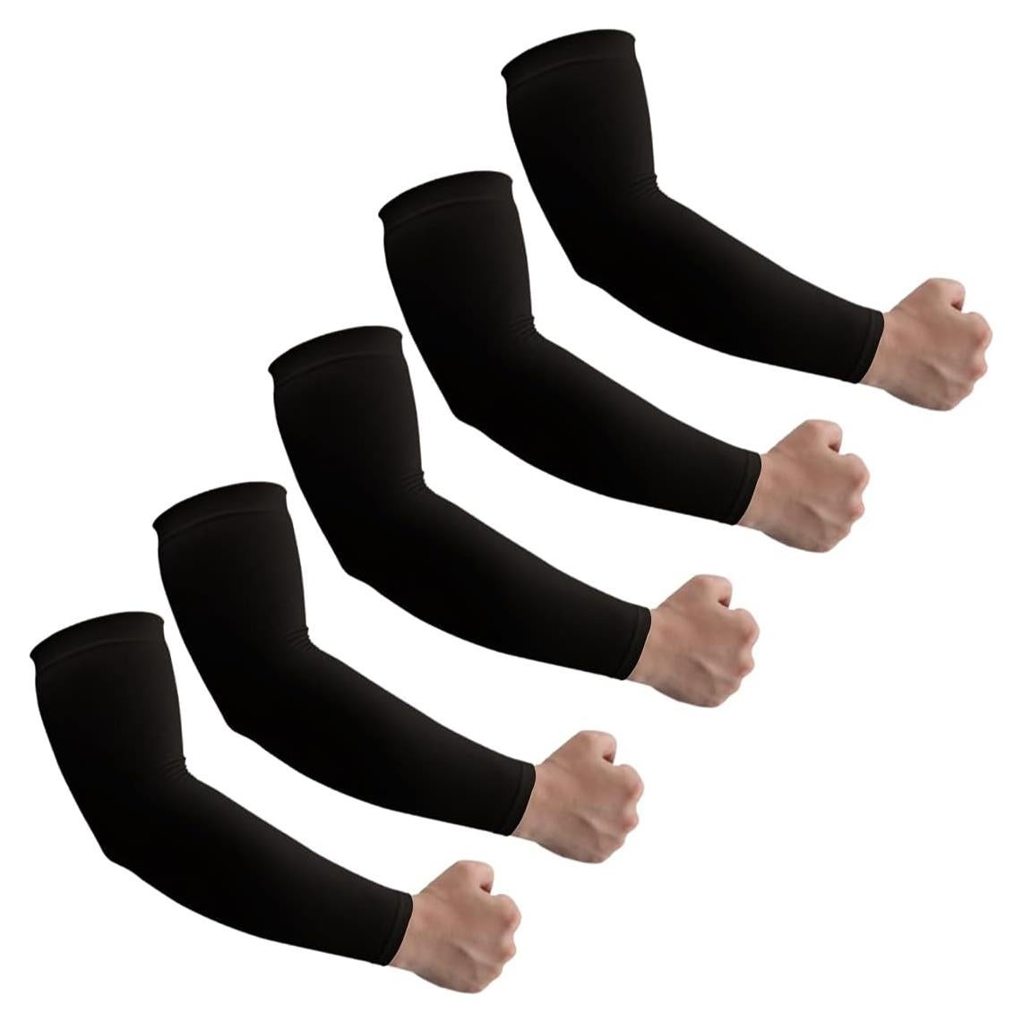 Mangas de Protección Solar UV UPF 50 Unisex - 5 Pares Negros