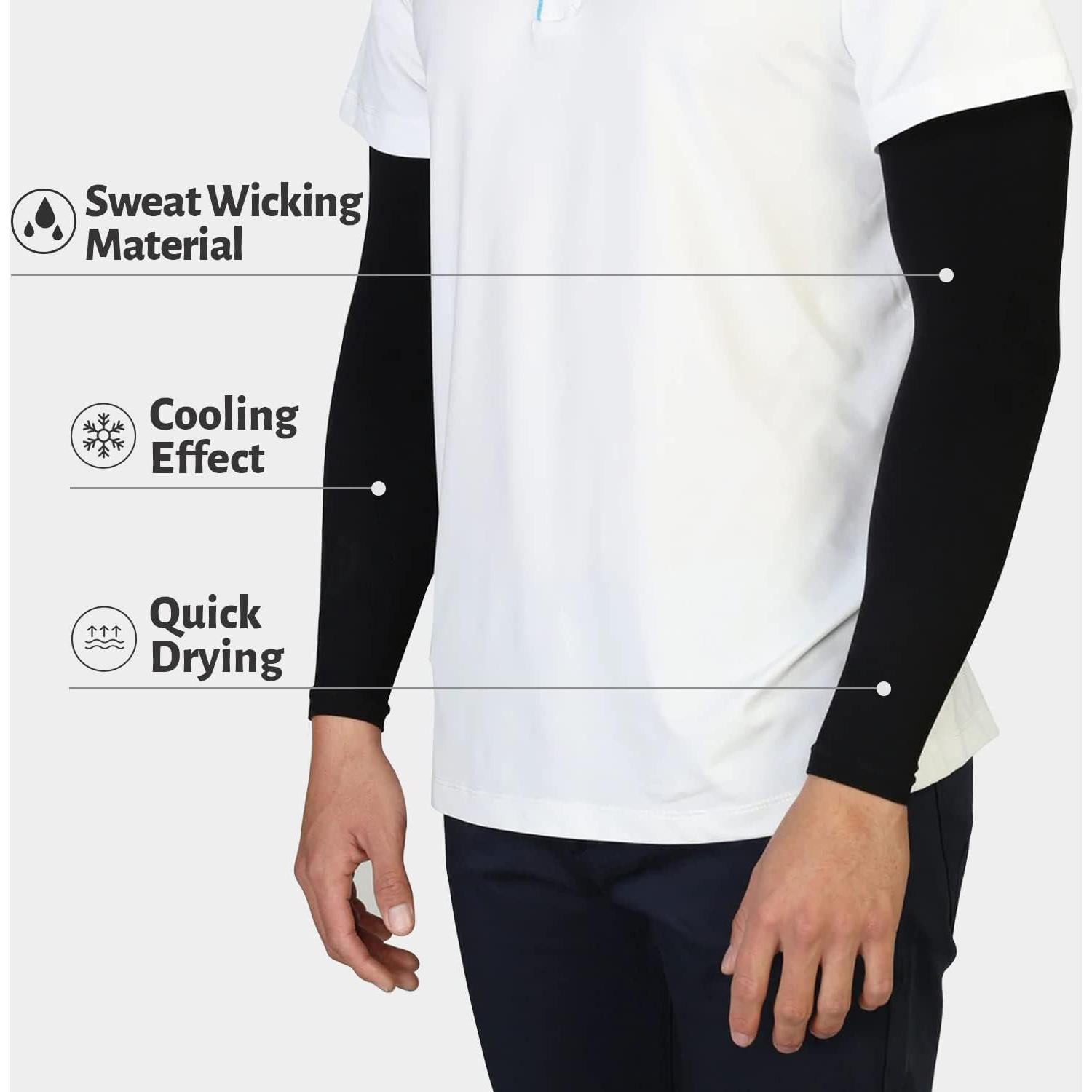 Mangas de Protección Solar UV UPF 50 Unisex - 5 Pares Negros