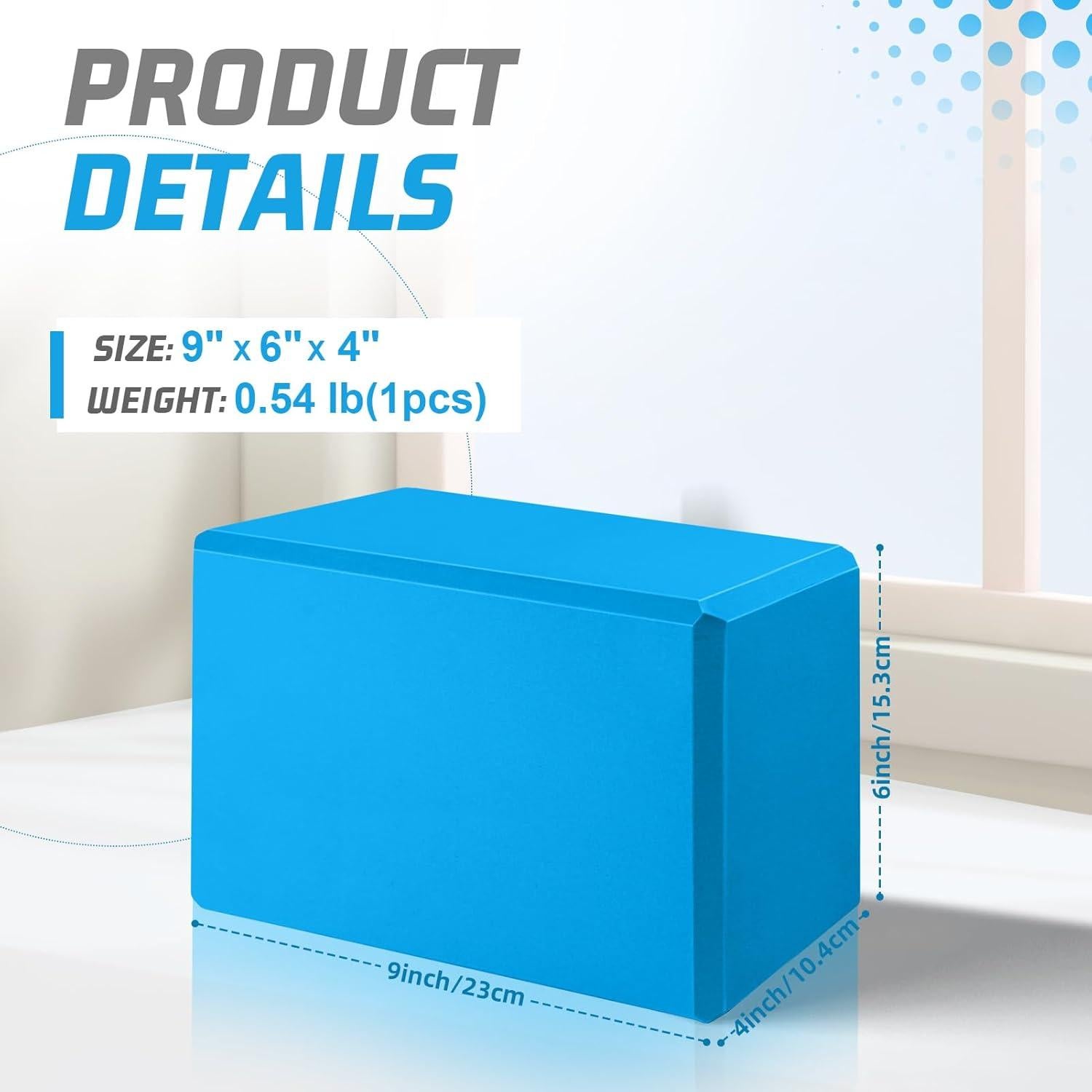 Bloque de Yoga Biguphate EVA Antideslizante 23x15x10cm Azul