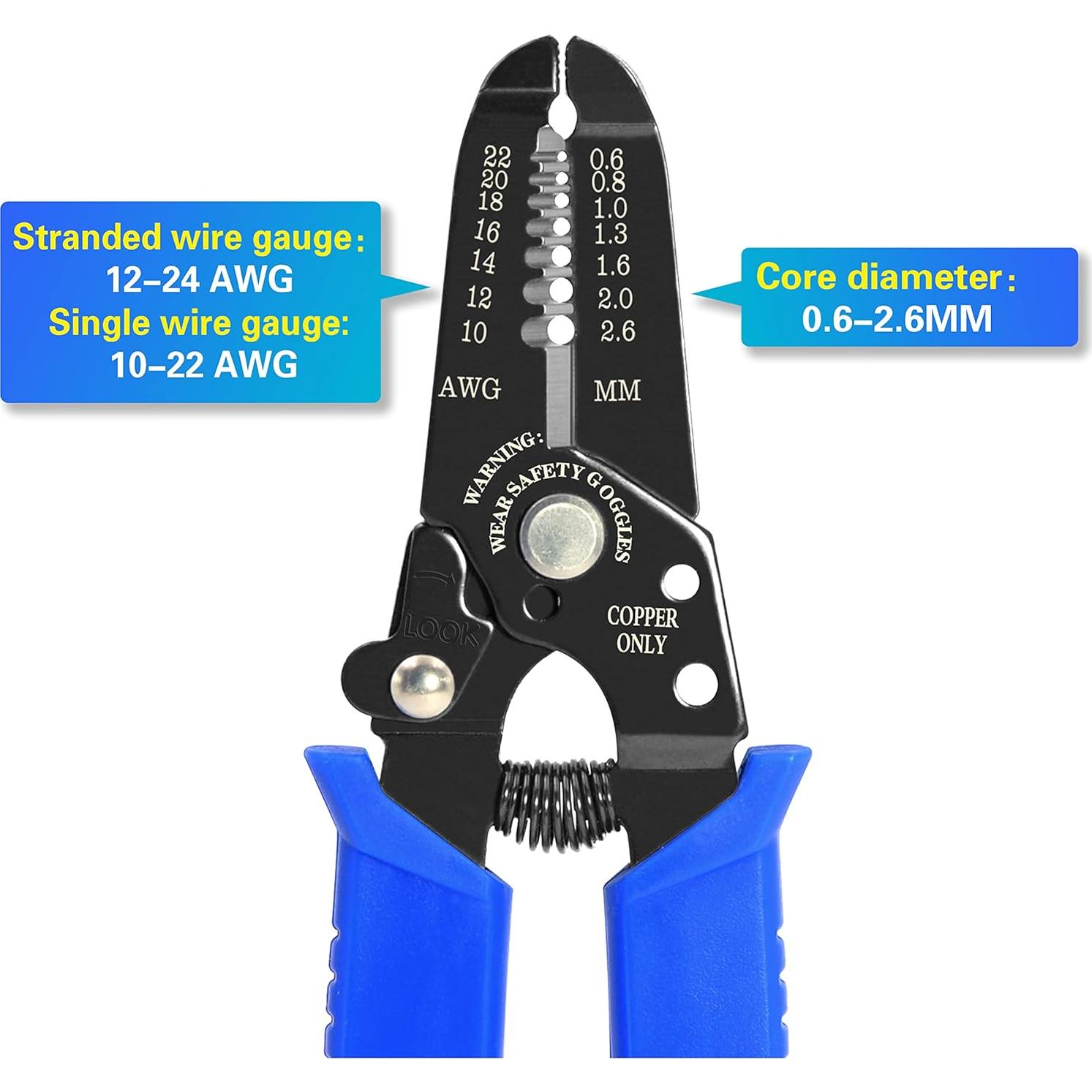 Pelacables y Cortador VCELINK 10-22 AWG Multifuncional Azul