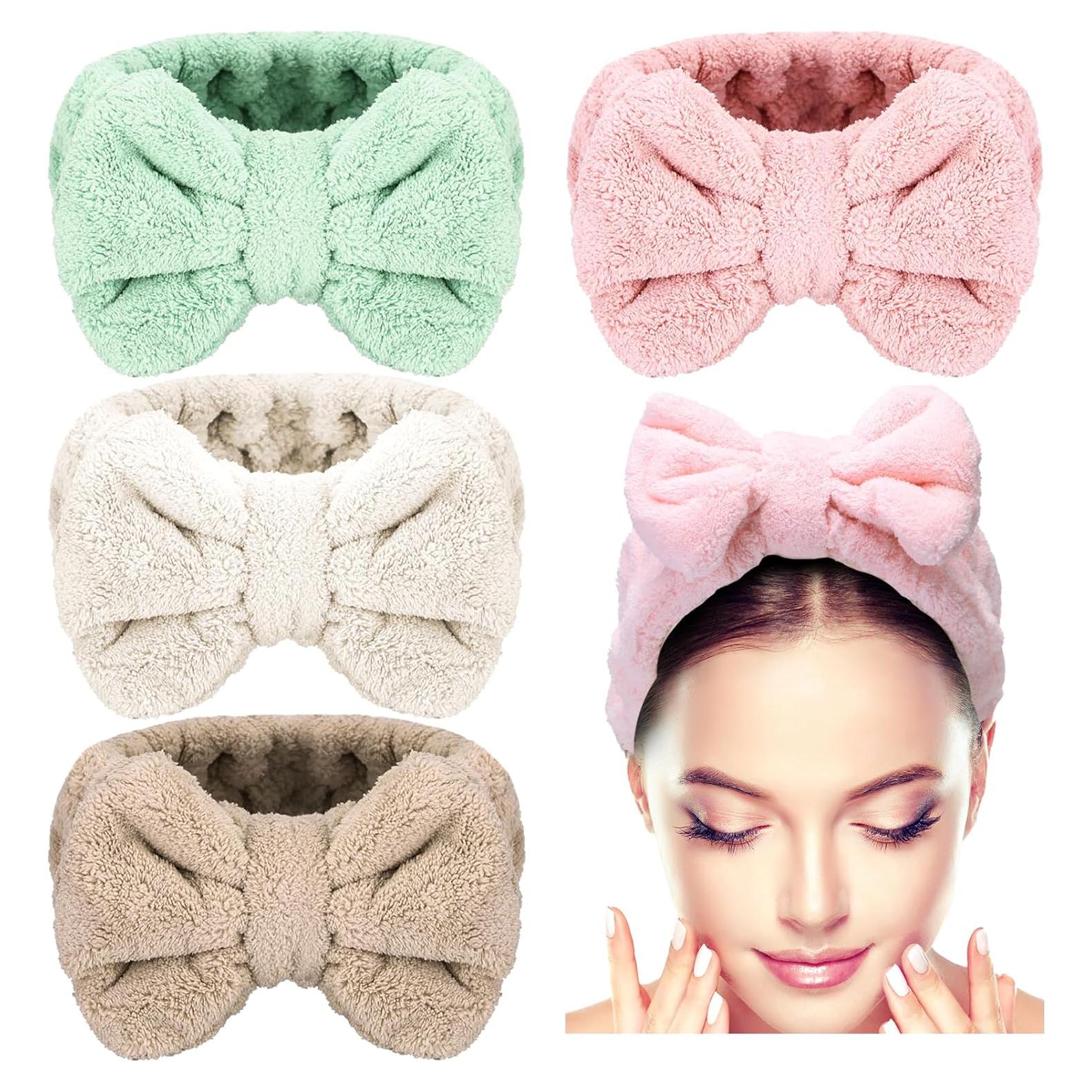 Paquete de 4 Diademas de Microfibra Senkary para Cuidado Facial