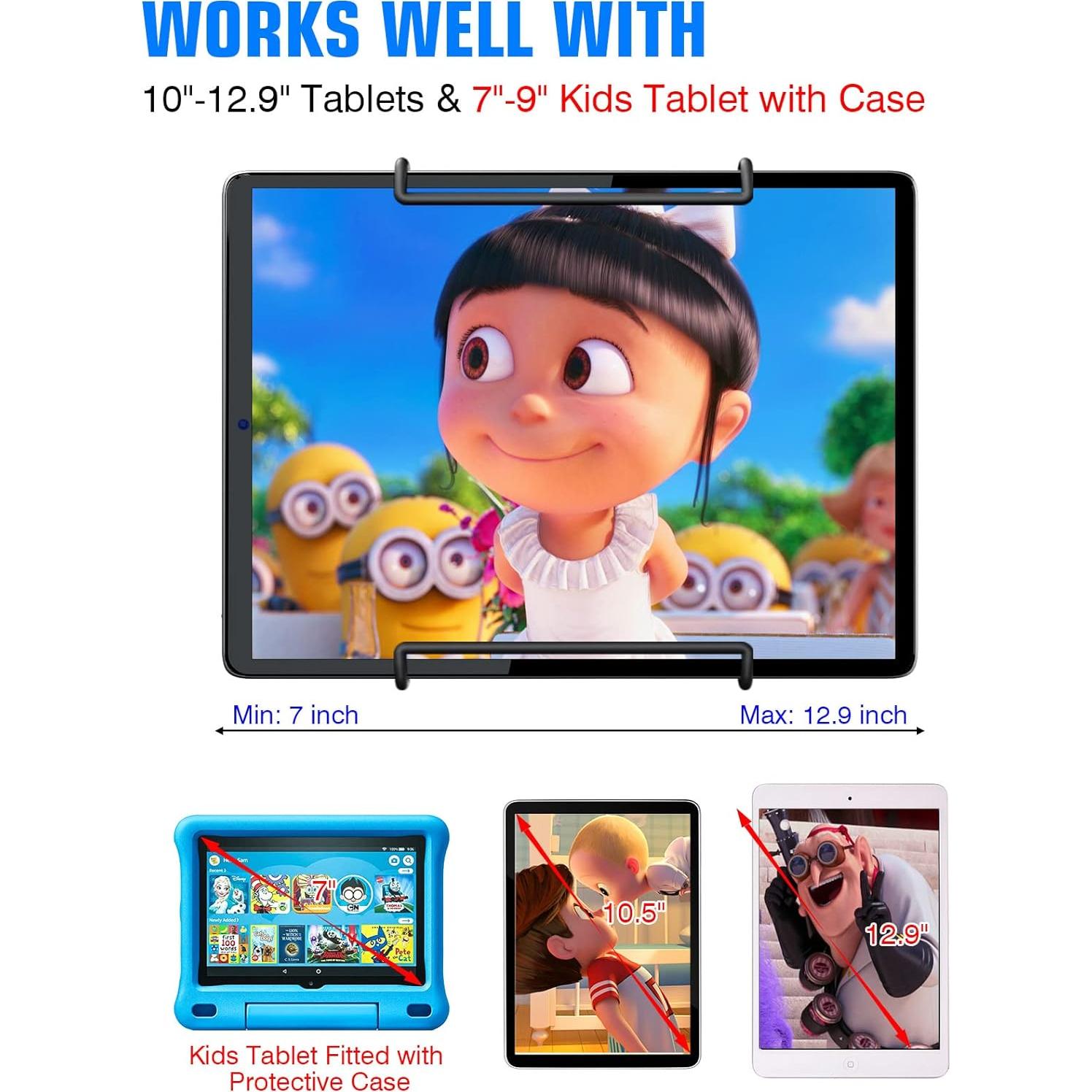 Soporte de Tableta para Coche WONNIE, 10-12.9" Negro