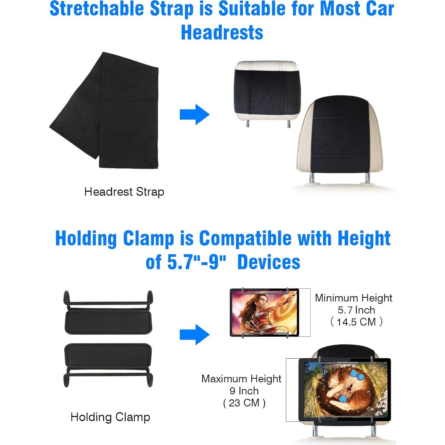 Soporte de Tableta para Coche WONNIE, 10-12.9" Negro