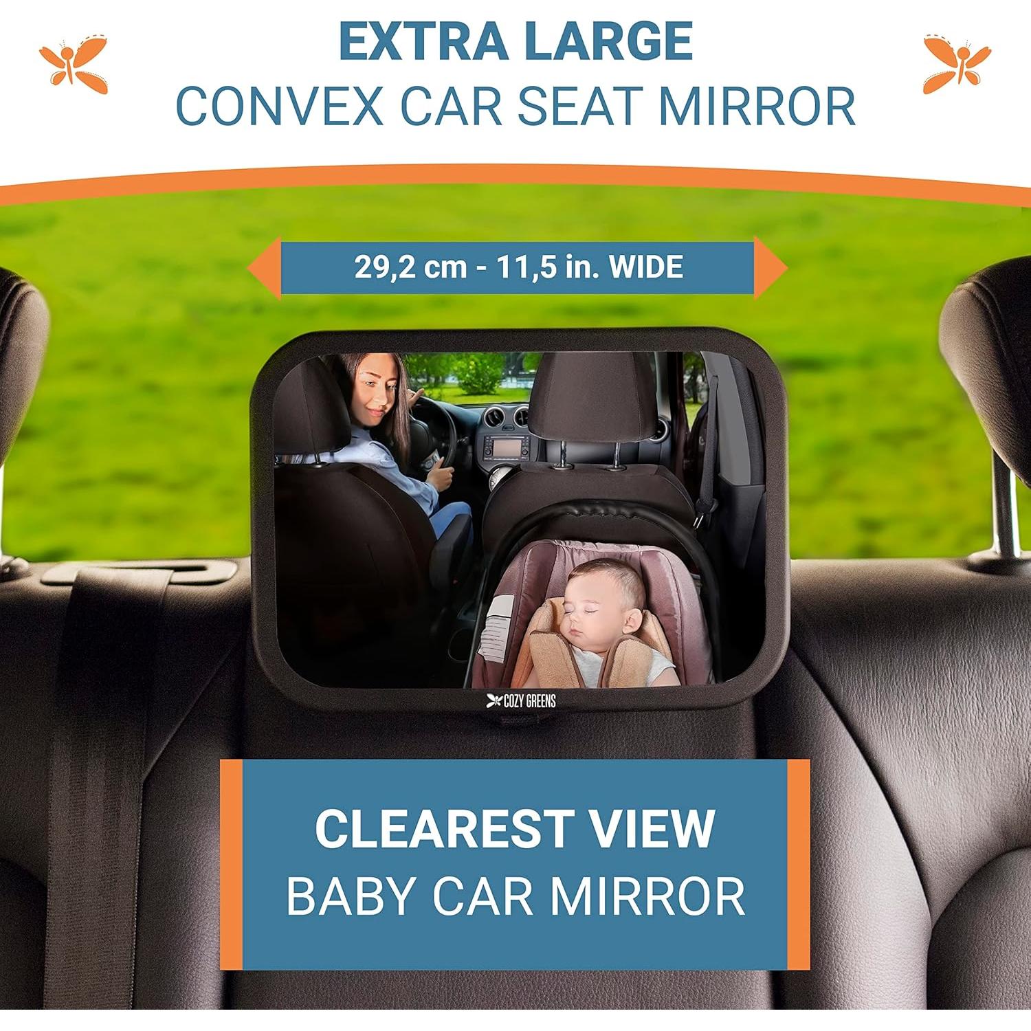 Espejo Convexo para Bebés Cozy Greens - Seguridad en Coche 29.21x19.05cm