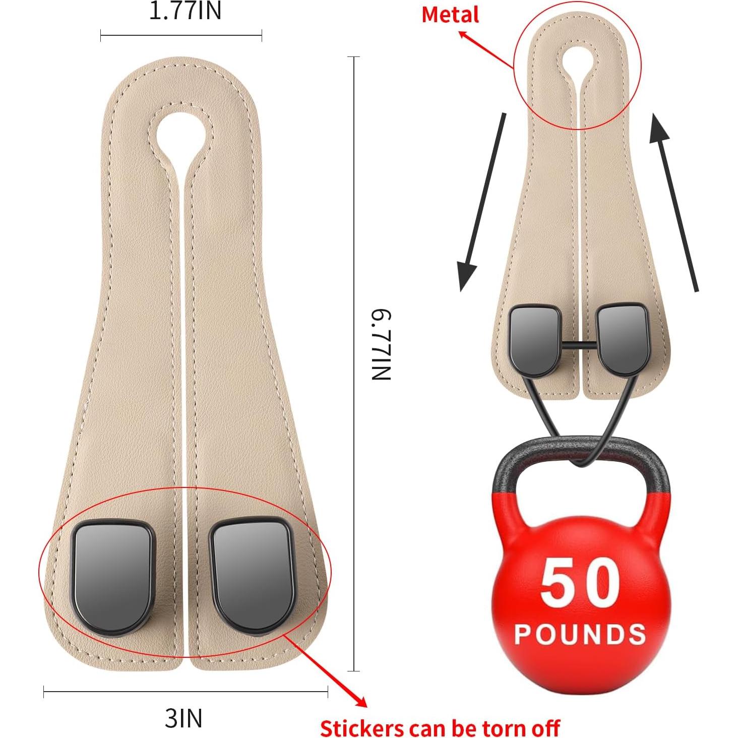 Ganchos para Reposacabezas KAFANLIN Beige - 2 Piezas para Bolsos