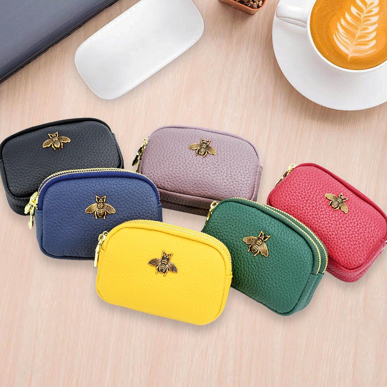 Billetera de Monedas de Cuero WOZEAH para Mujeres Negra