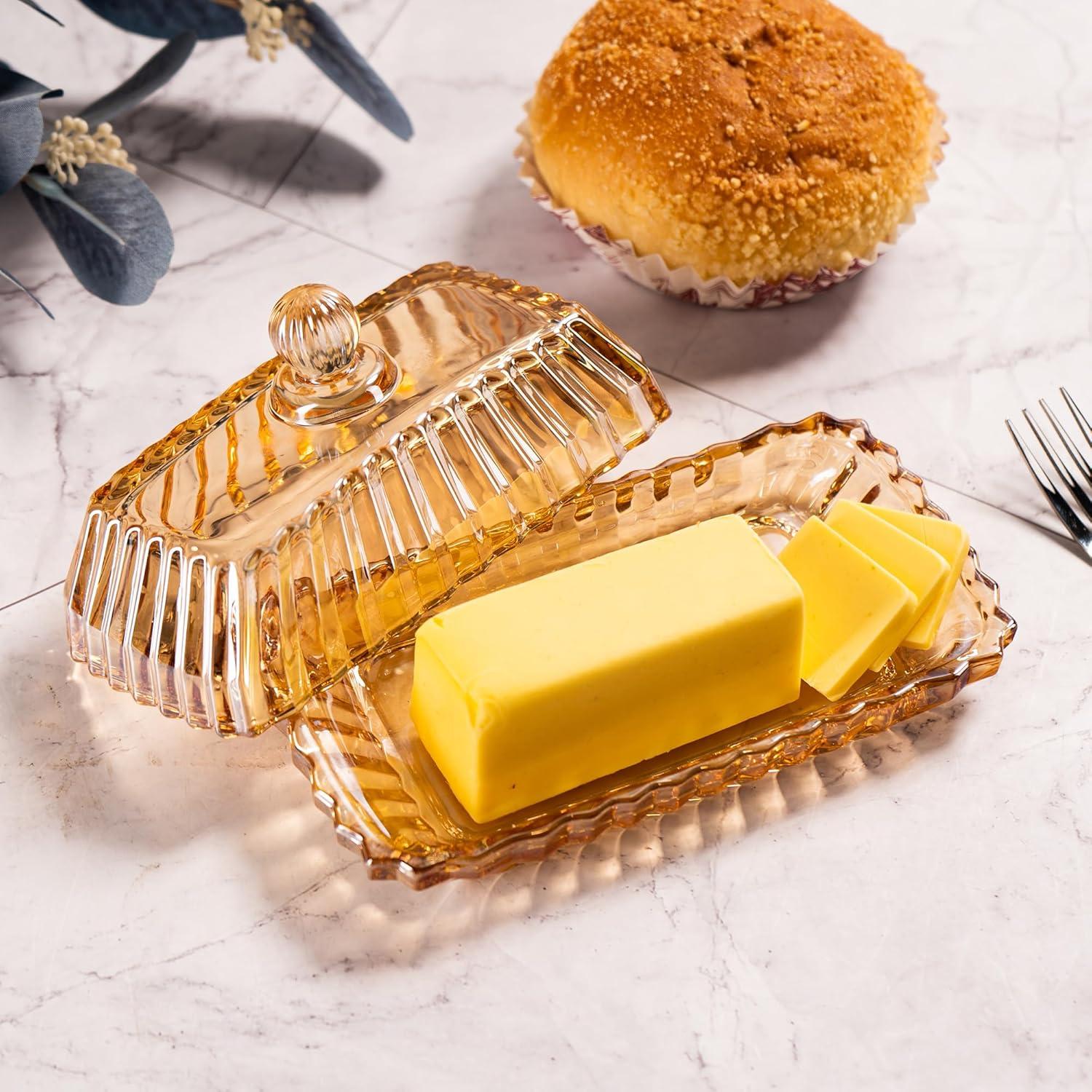 Plato de Mantequilla de Vidrio QIANCHANG con Tapa 17x8.8 cm