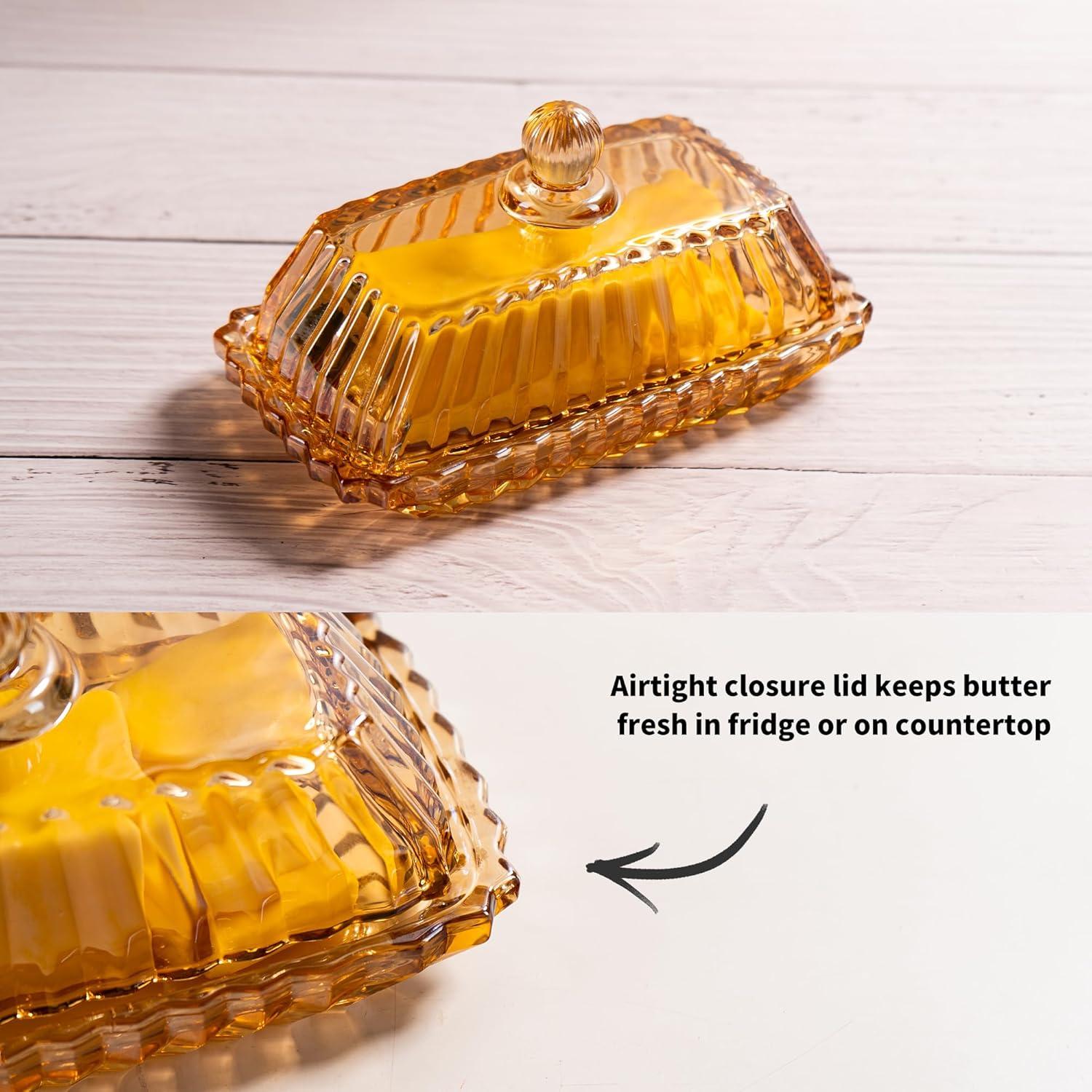 Plato de Mantequilla de Vidrio QIANCHANG con Tapa 17x8.8 cm