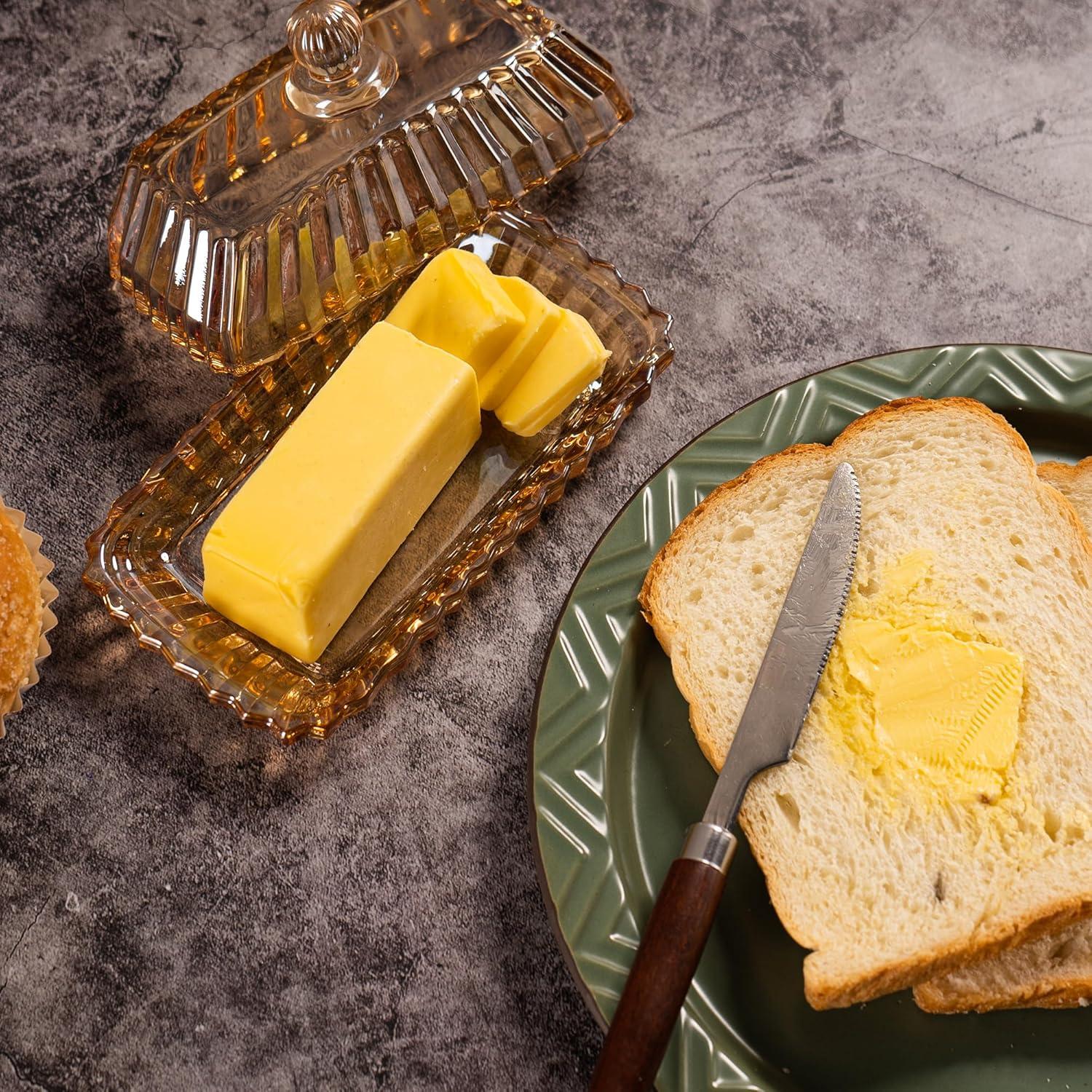 Plato de Mantequilla de Vidrio QIANCHANG con Tapa 17x8.8 cm