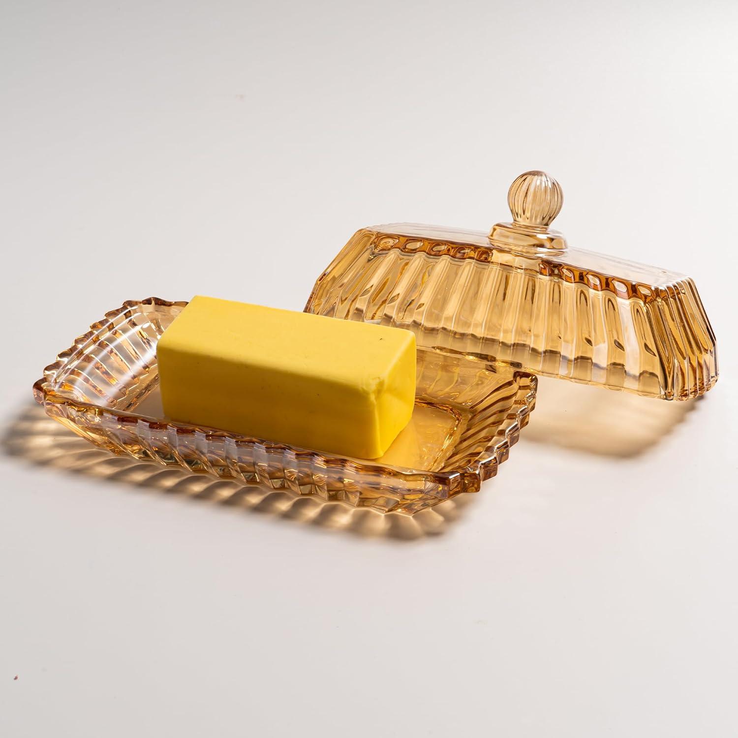 Plato de Mantequilla de Vidrio QIANCHANG con Tapa 17x8.8 cm