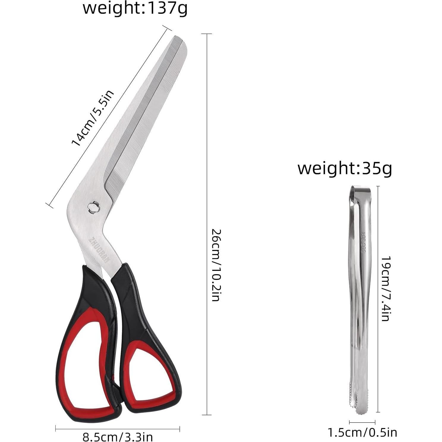 Tijeras para Pizza ZHUORAN 27cm Acero Inoxidable Rojo