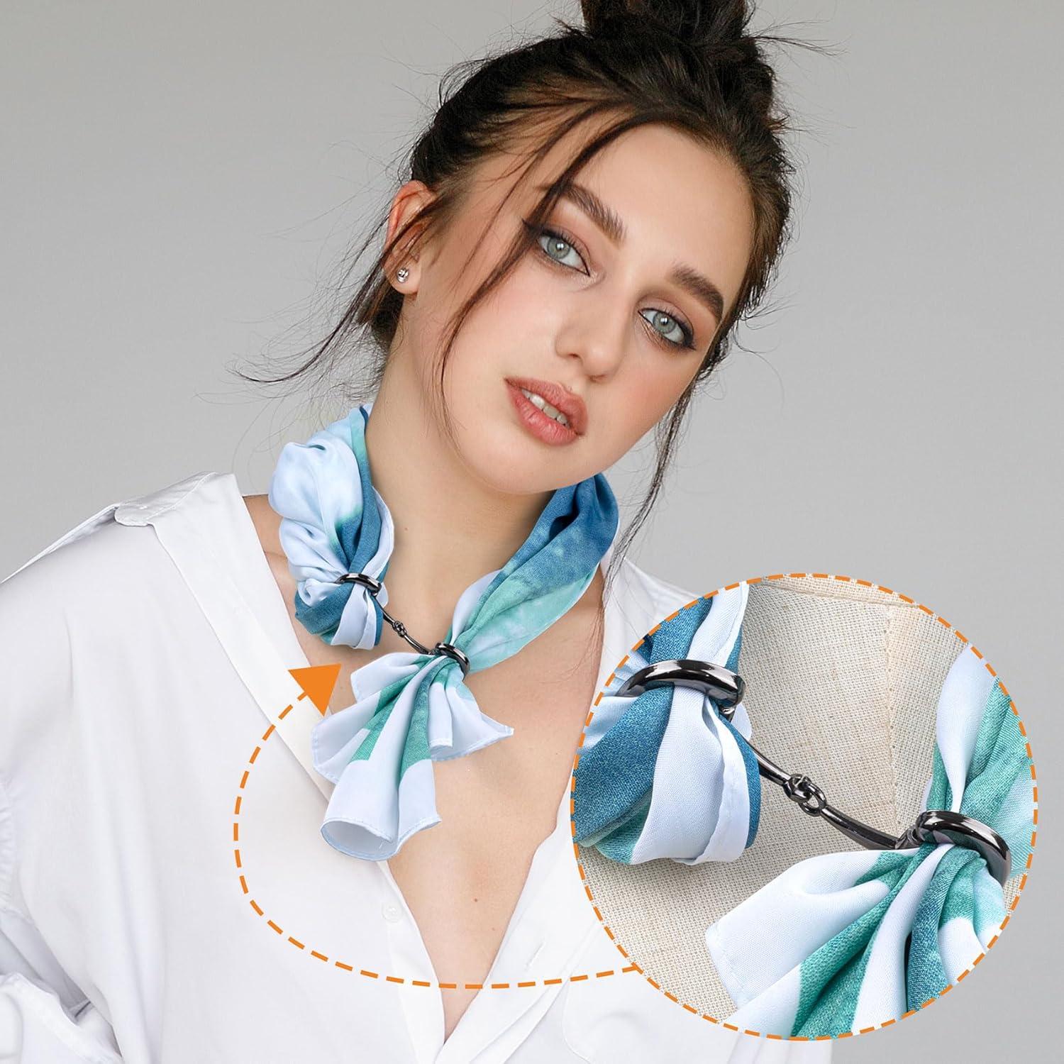 Anillo de Bufanda Joez Clip de Seda Negra para Mujeres