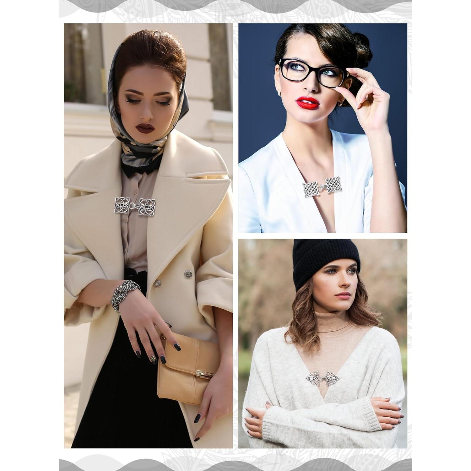 Clips de Chal Vintage Syhood - 5 Piezas de Broches Plateados