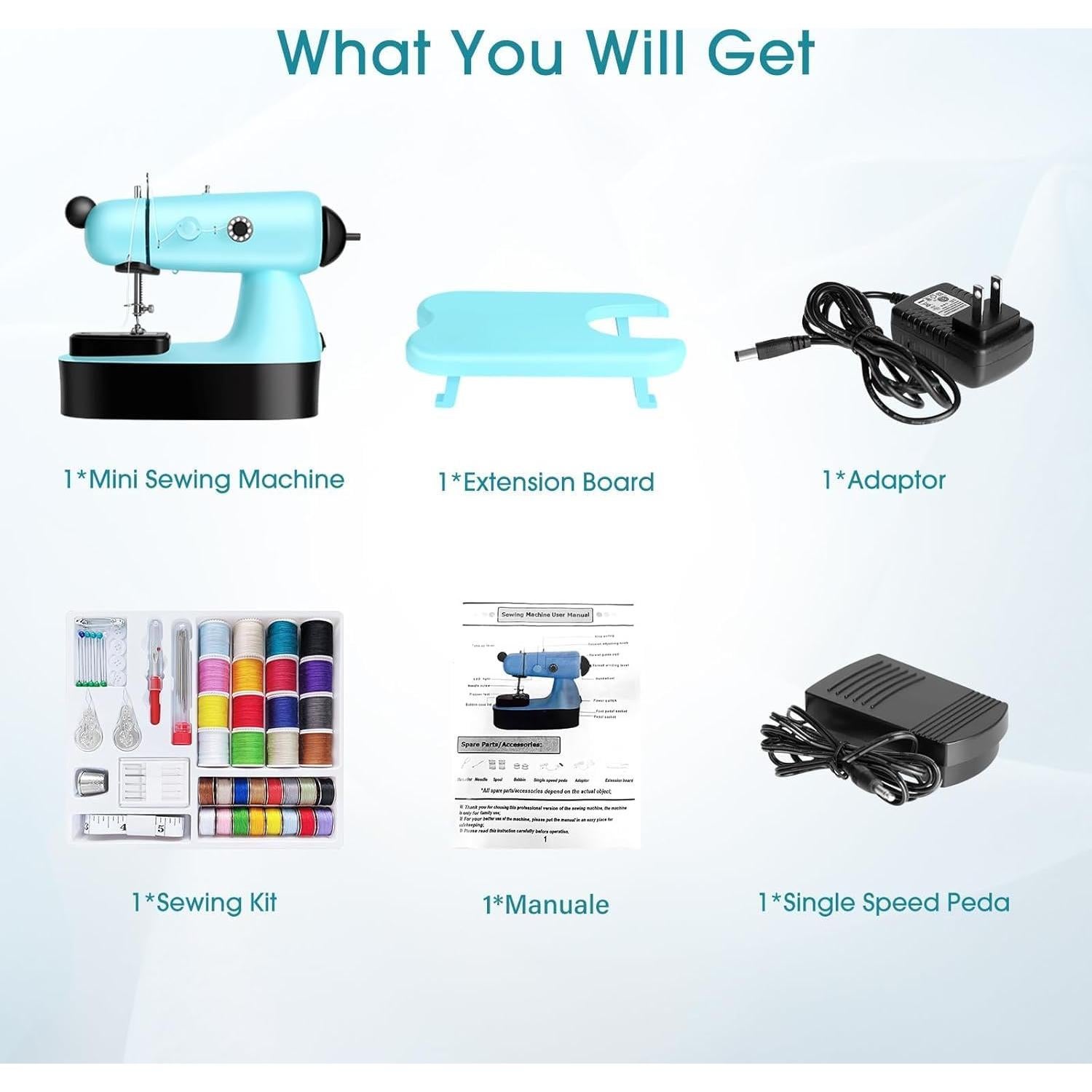 Mini Máquina de Coser Eléctrica WASAIQI FRJ001 con Luz LED