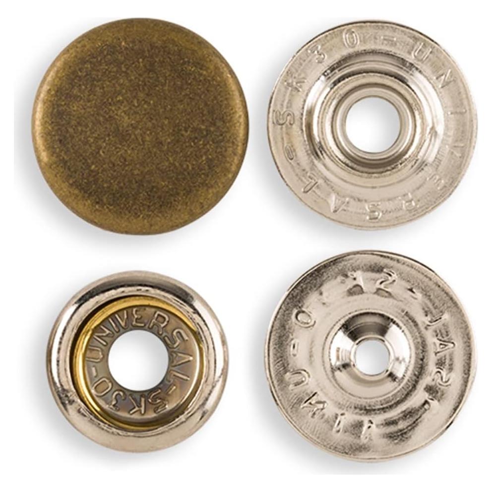 Juego de 12 Broches de Presión Latón Antiguo 24L 15mm