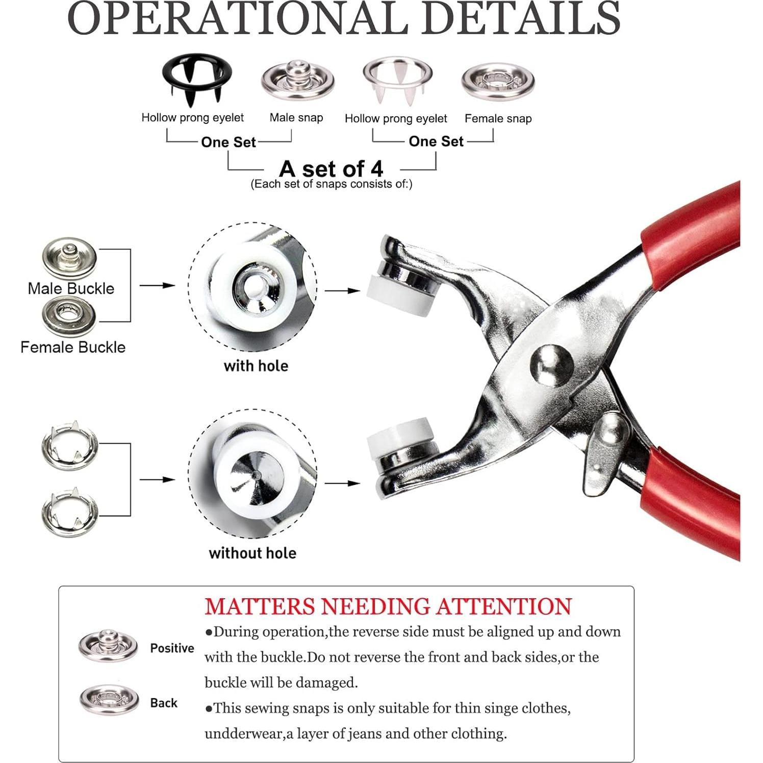 Kit de Botones a Presión 100set CHEPULA 9.5mm 10 Colores