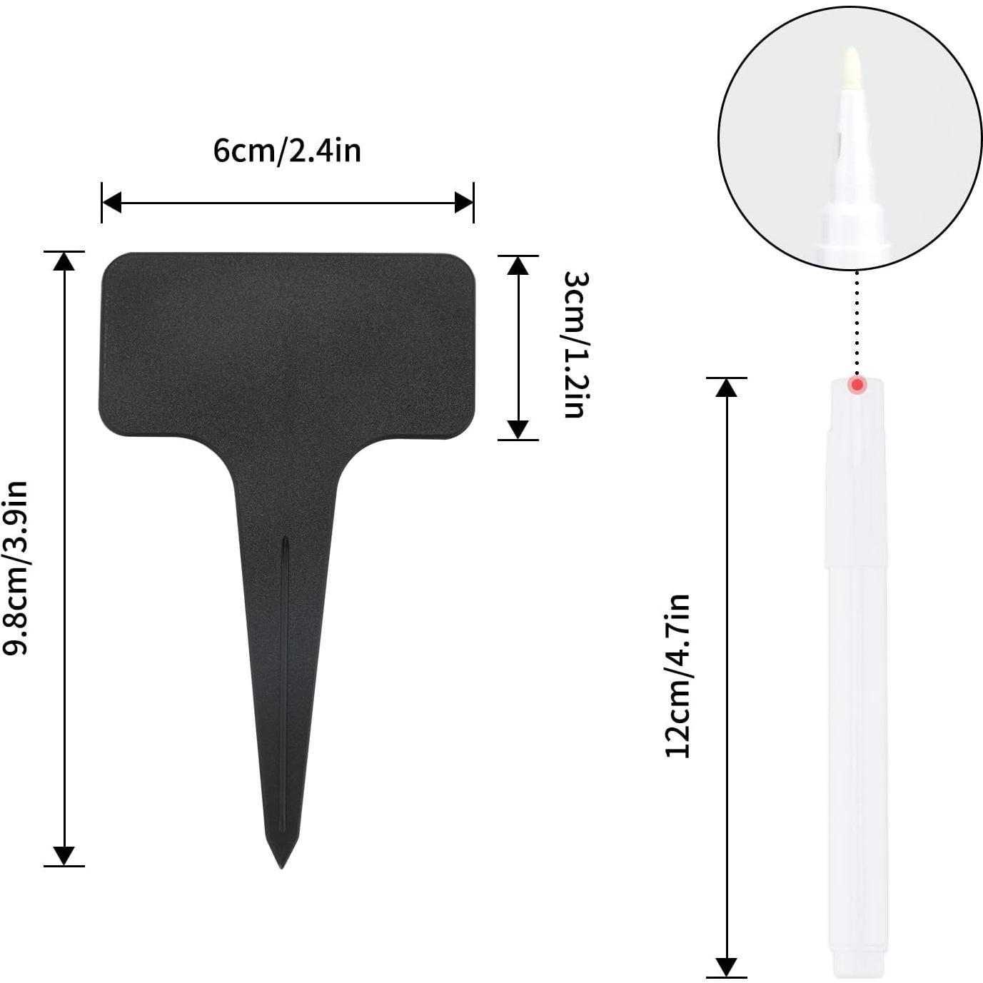 100 Etiquetas de Plástico Negras KINGLAKE para Jardín 6x10 cm