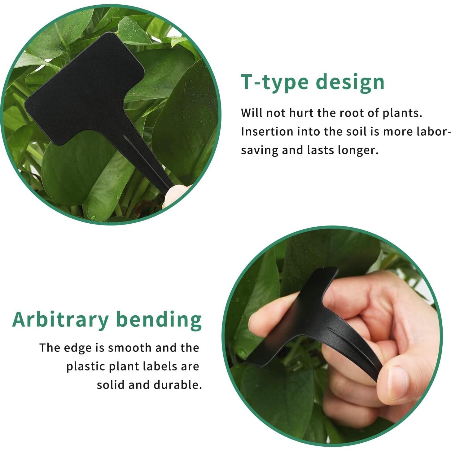 100 Etiquetas de Plástico Negras KINGLAKE para Jardín 6x10 cm