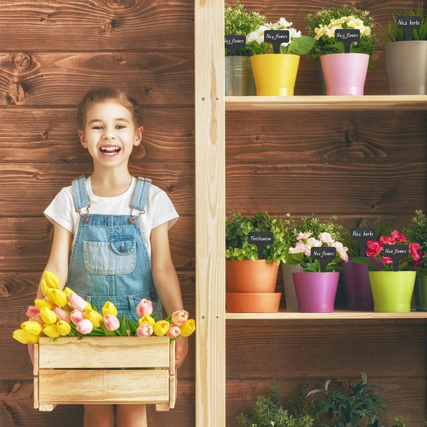 100 Etiquetas de Plástico Negras KINGLAKE para Jardín 6x10 cm