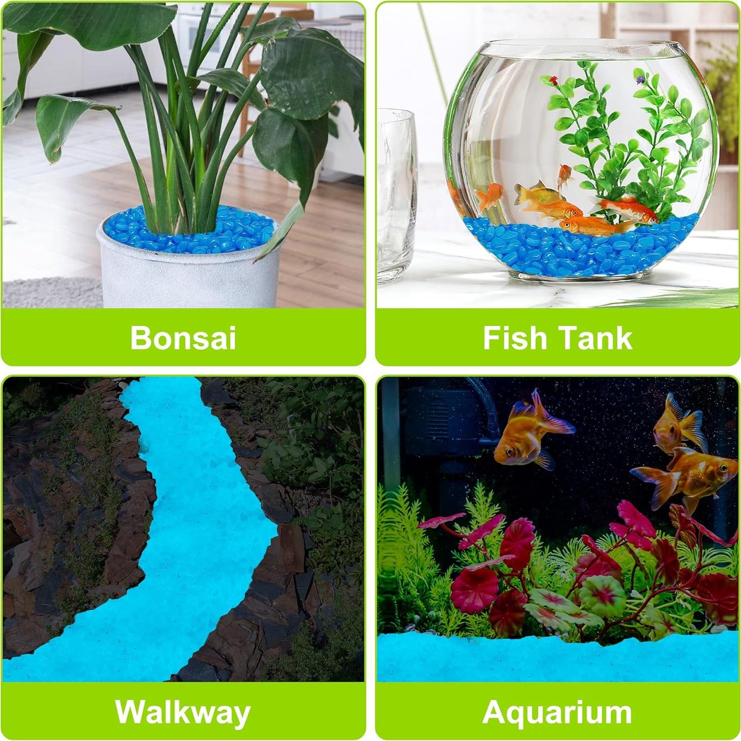 800 Piedras Brillantes Luminiscentes para Jardín y Acuario