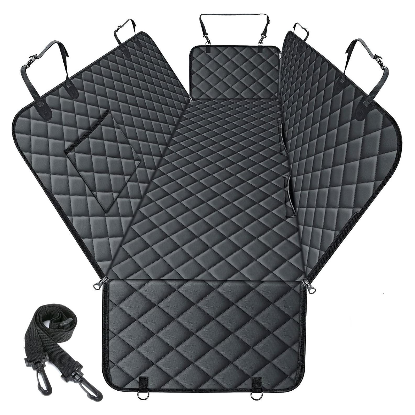 Funda de Asiento de Coche para Perros NECKORY - Impermeable, Antideslizante, Negro