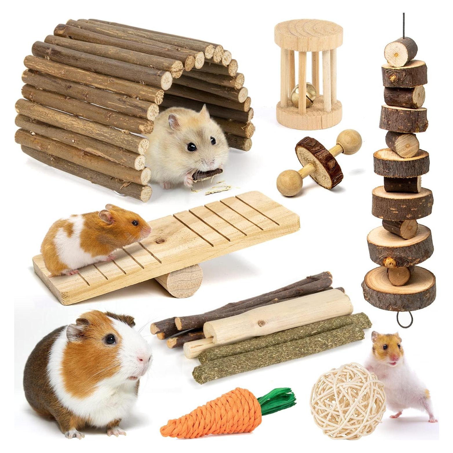 Juguetes Masticables Naturales Sofier para Hámster y Conejo
