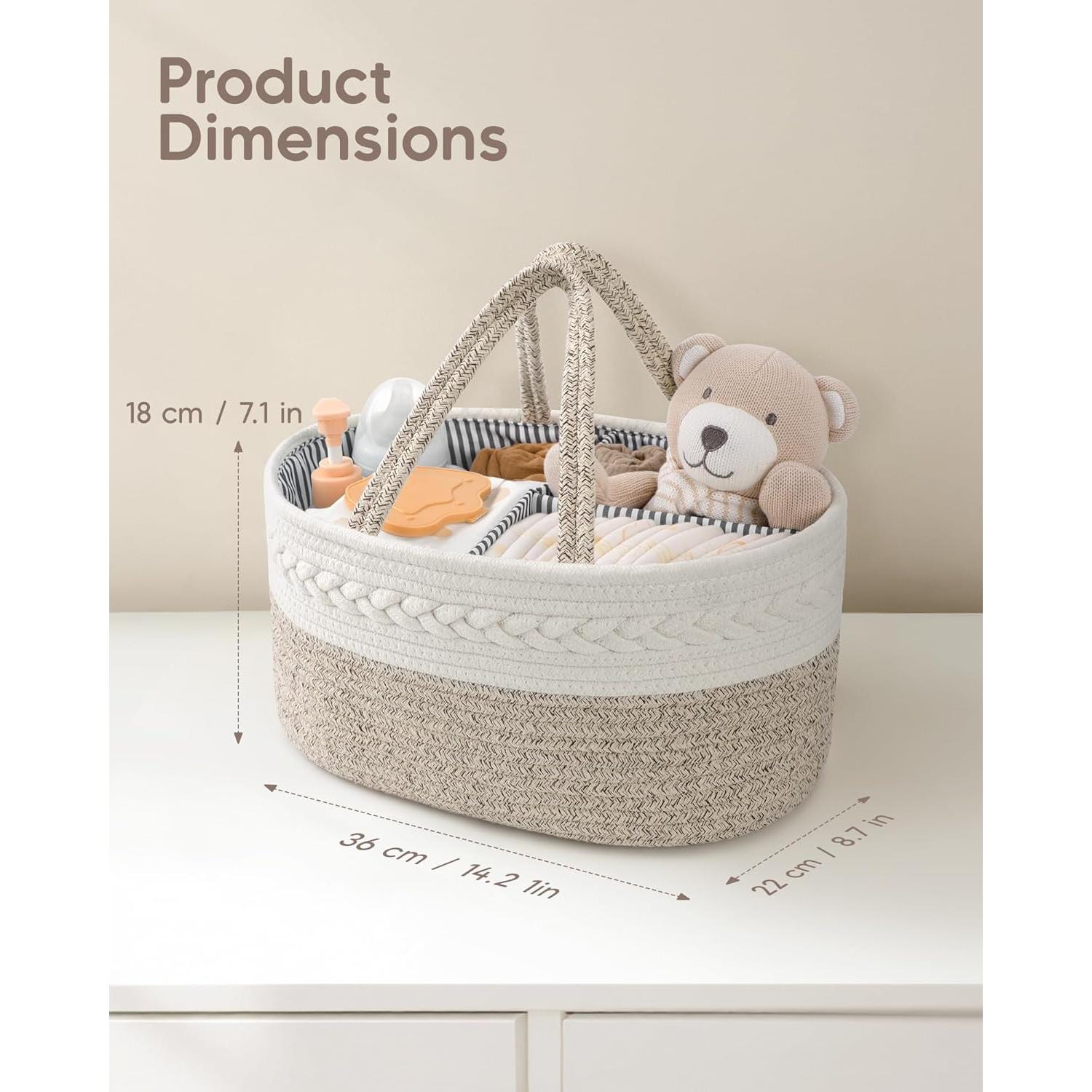 Organizador de Pañales Maliton Grande Algodón Marrón 36.1x22.1x18 cm