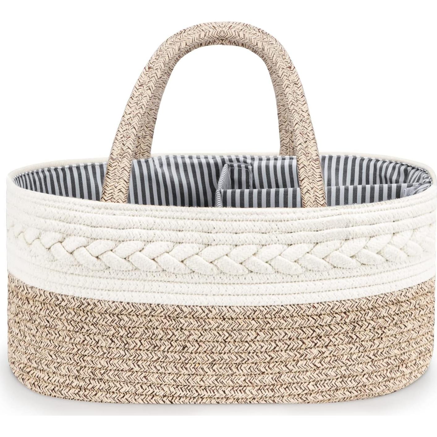 Organizador de Pañales Maliton Grande Algodón Marrón 36.1x22.1x18 cm