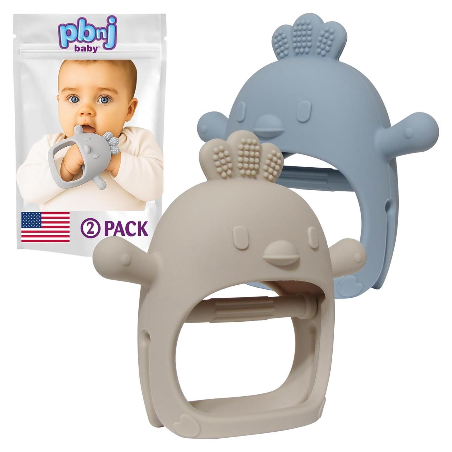 Guante de Silicona PBnJ para Mordedores Bebés 0-6 Meses 2 Pzs