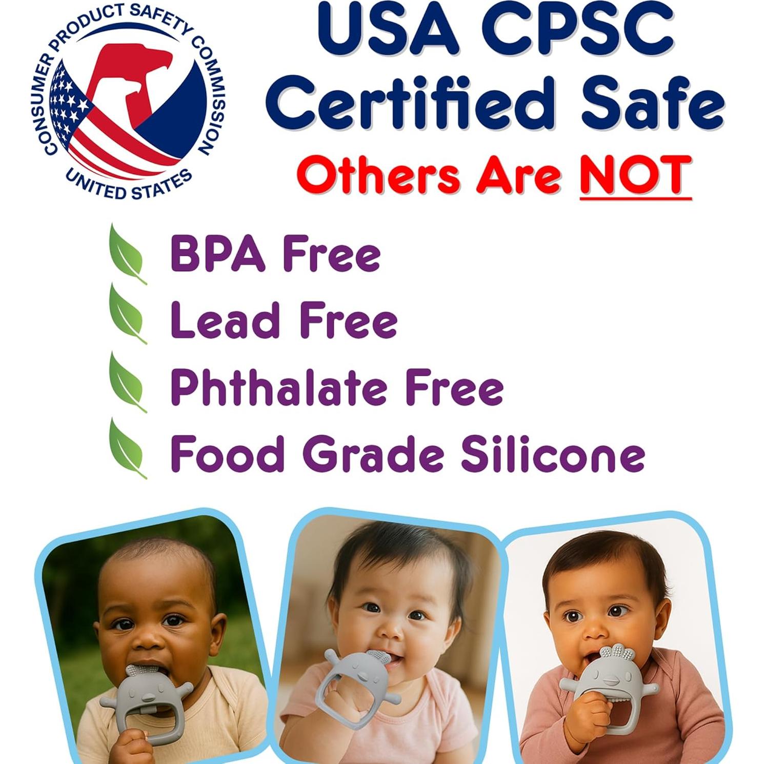 Guante de Silicona PBnJ para Mordedores Bebés 0-6 Meses 2 Pzs