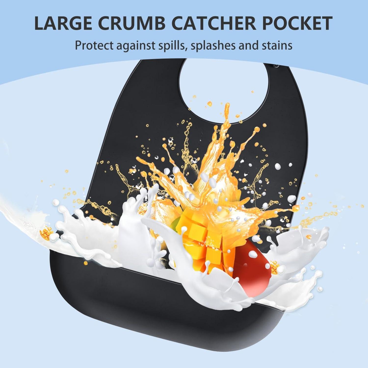 Babero de Silicona para Adultos Kinggrand - Impermeable y Ajustable