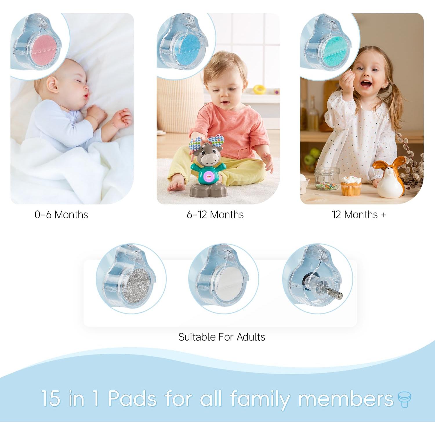 Cortador de Uñas Eléctrico Prolixity 15 en 1 para Bebés Azul